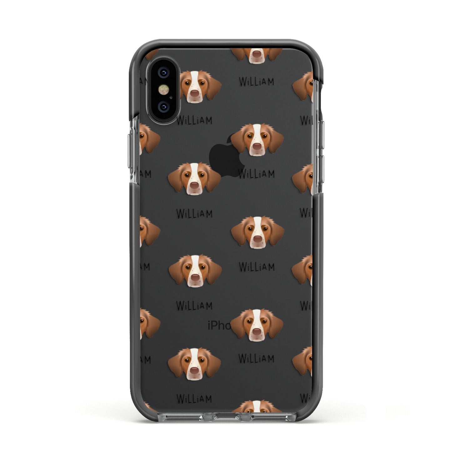 Brittany Icon with Name Apple iPhone Xs Impact Case Black Edge on Black Phone