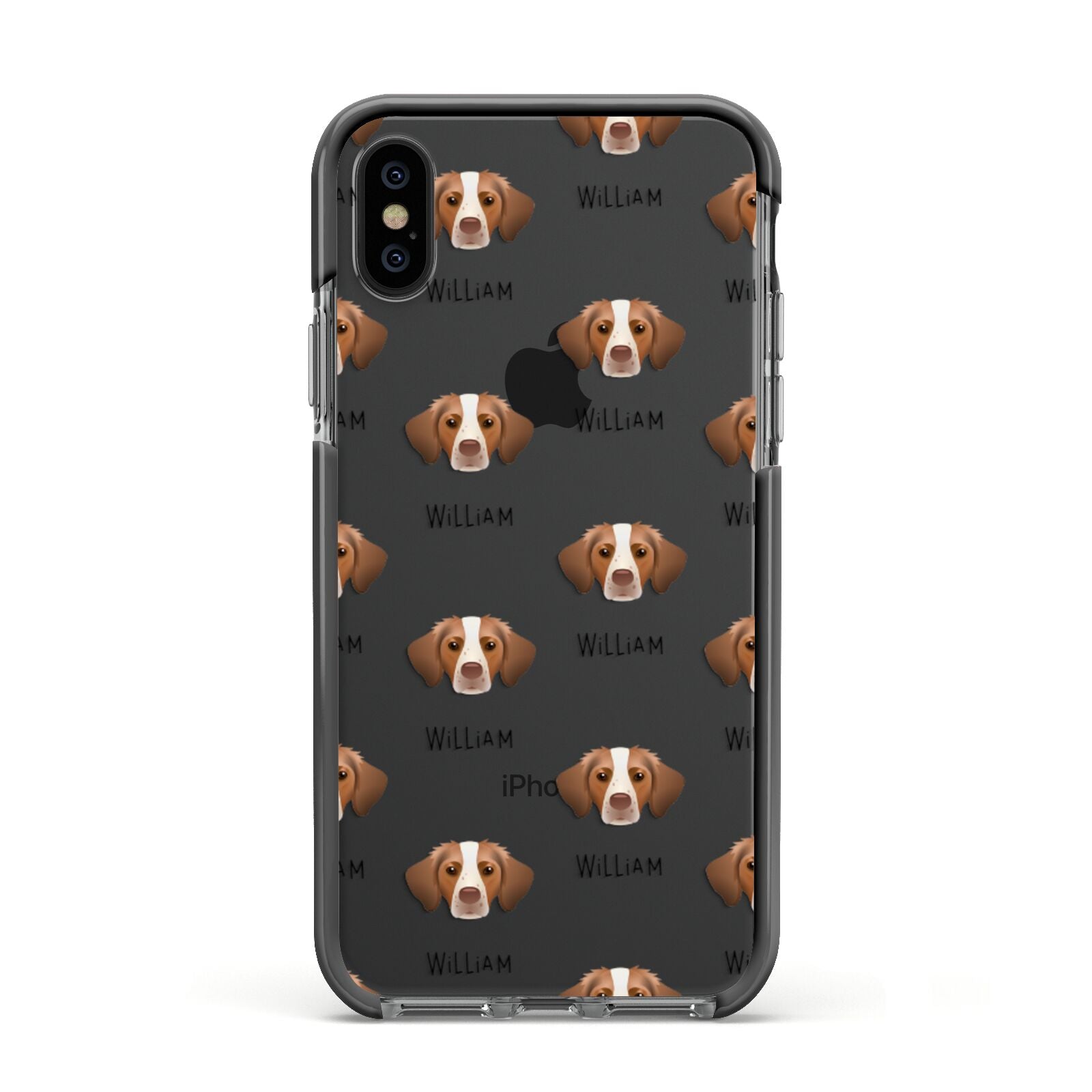 Brittany Icon with Name Apple iPhone Xs Impact Case Black Edge on Black Phone