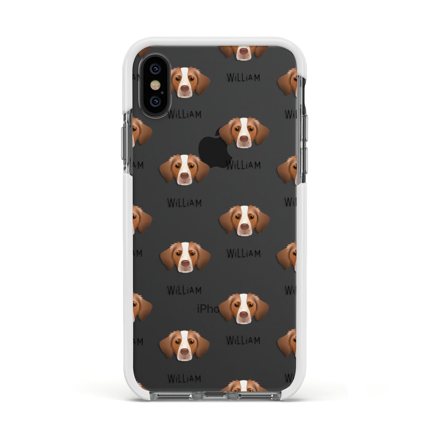 Brittany Icon with Name Apple iPhone Xs Impact Case White Edge on Black Phone