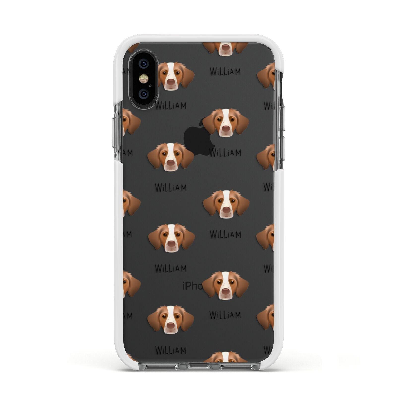 Brittany Icon with Name Apple iPhone Xs Impact Case White Edge on Black Phone