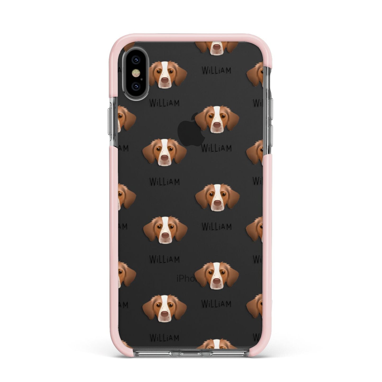 Brittany Icon with Name Apple iPhone Xs Max Impact Case Pink Edge on Black Phone