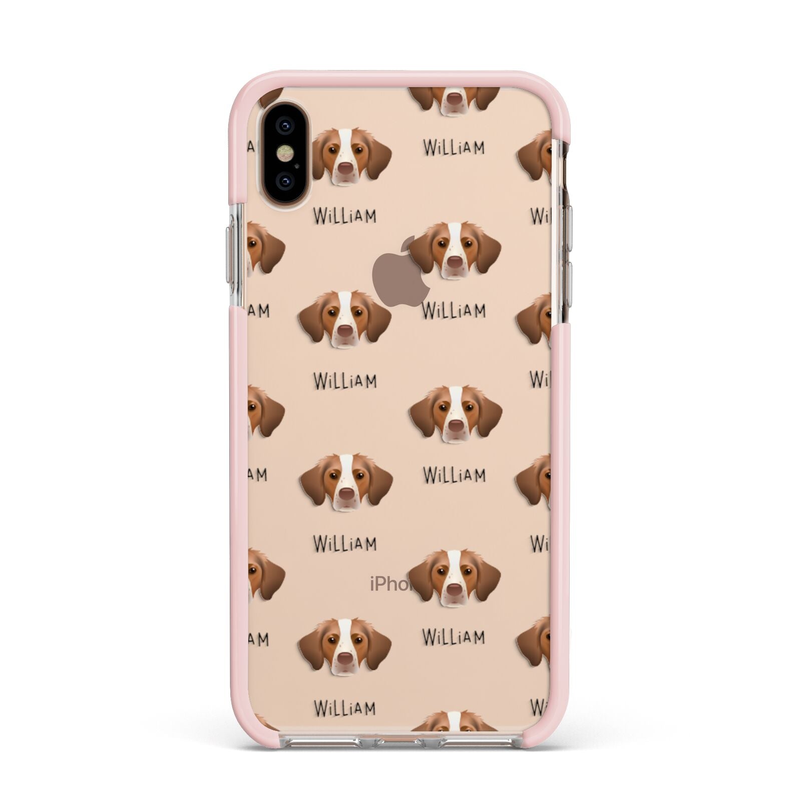 Brittany Icon with Name Apple iPhone Xs Max Impact Case Pink Edge on Gold Phone