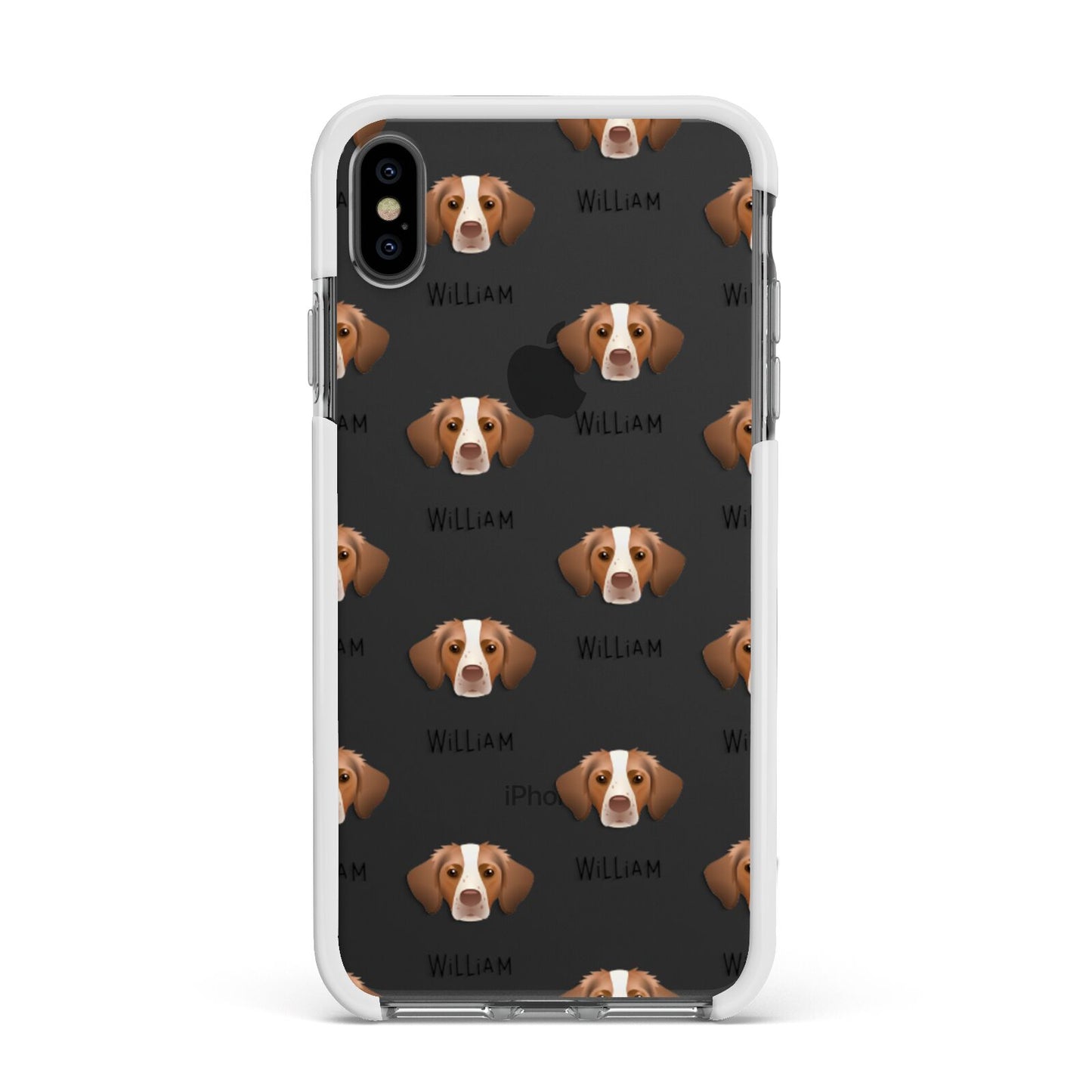 Brittany Icon with Name Apple iPhone Xs Max Impact Case White Edge on Black Phone