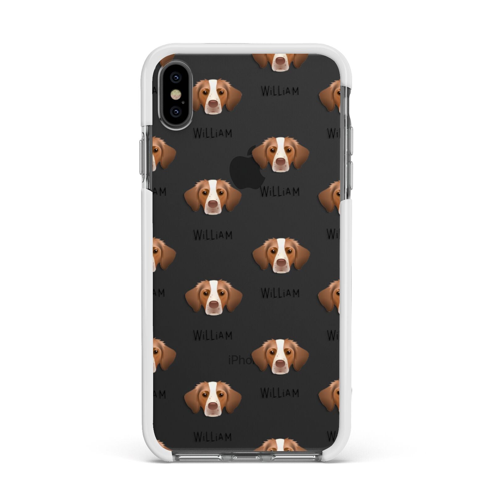 Brittany Icon with Name Apple iPhone Xs Max Impact Case White Edge on Black Phone