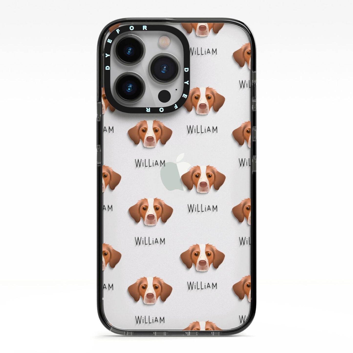 Brittany Icon with Name iPhone 13 Pro Black Impact Case on Silver phone