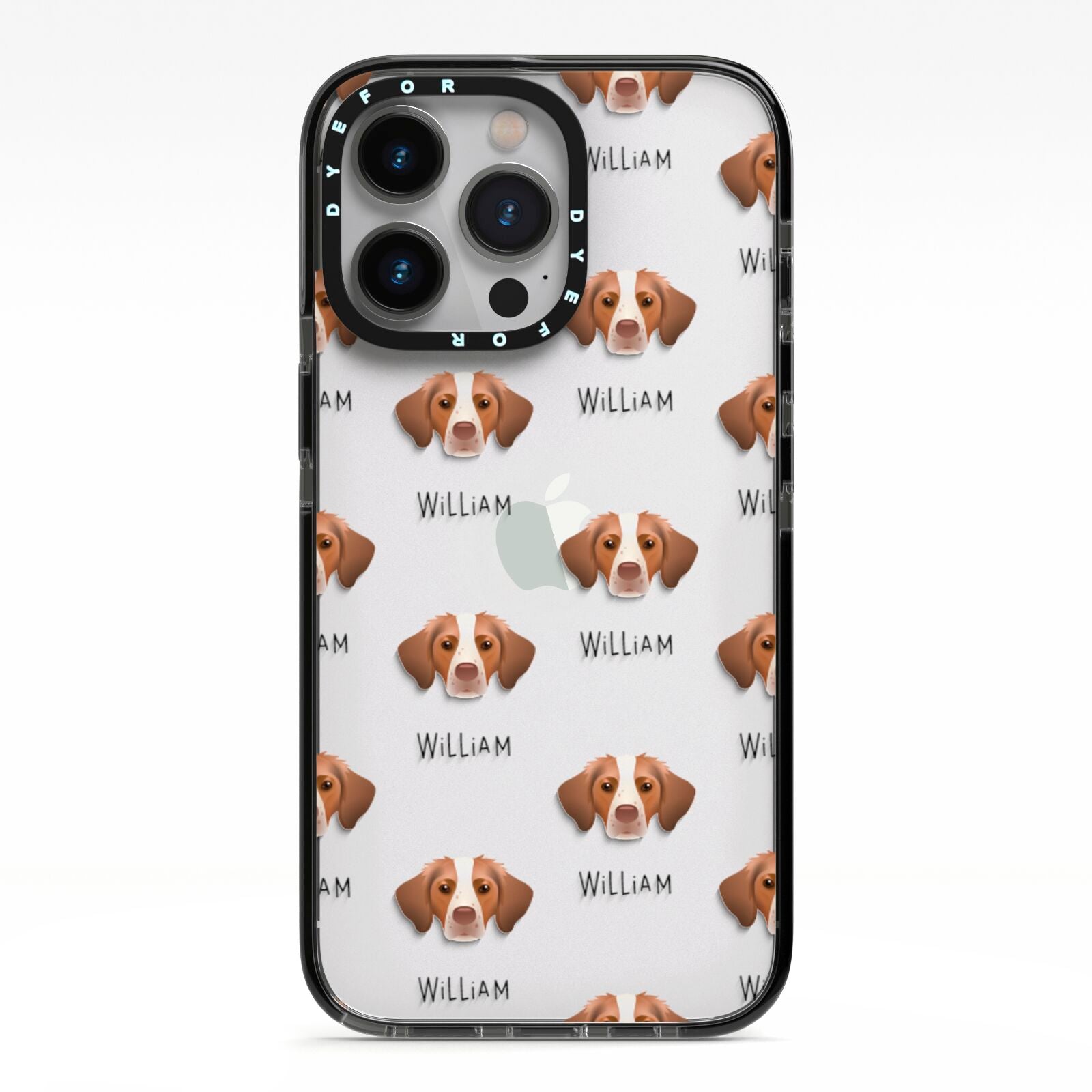 Brittany Icon with Name iPhone 13 Pro Black Impact Case on Silver phone