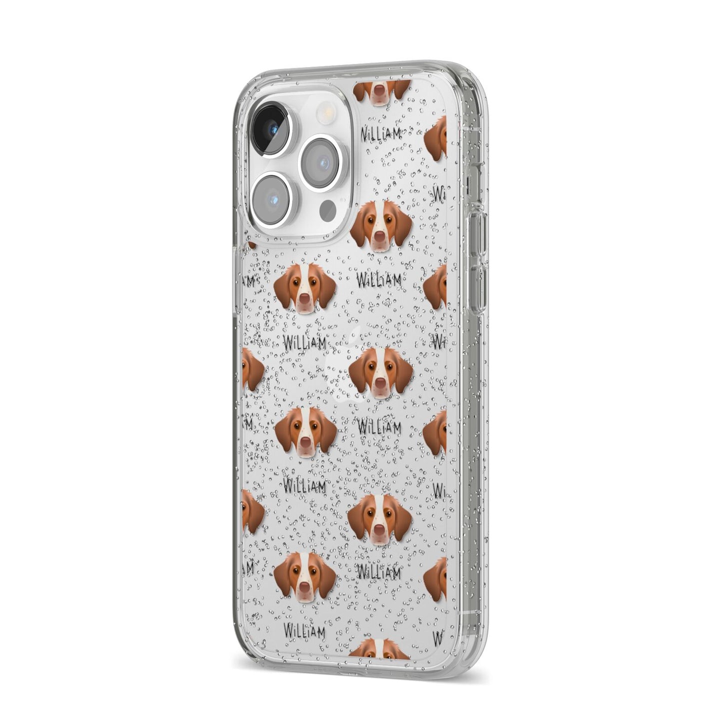 Brittany Icon with Name iPhone 14 Pro Max Glitter Tough Case Silver Angled Image