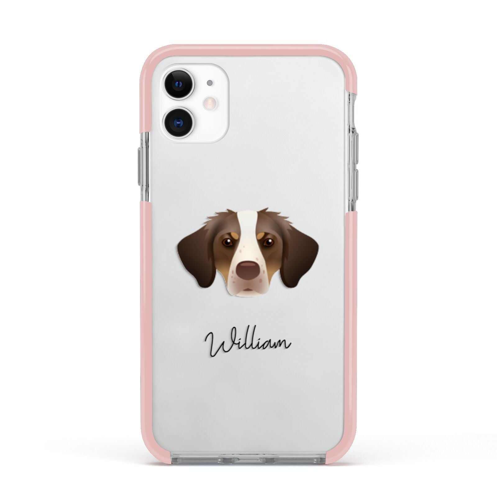 Brittany Personalised Apple iPhone 11 in White with Pink Impact Case