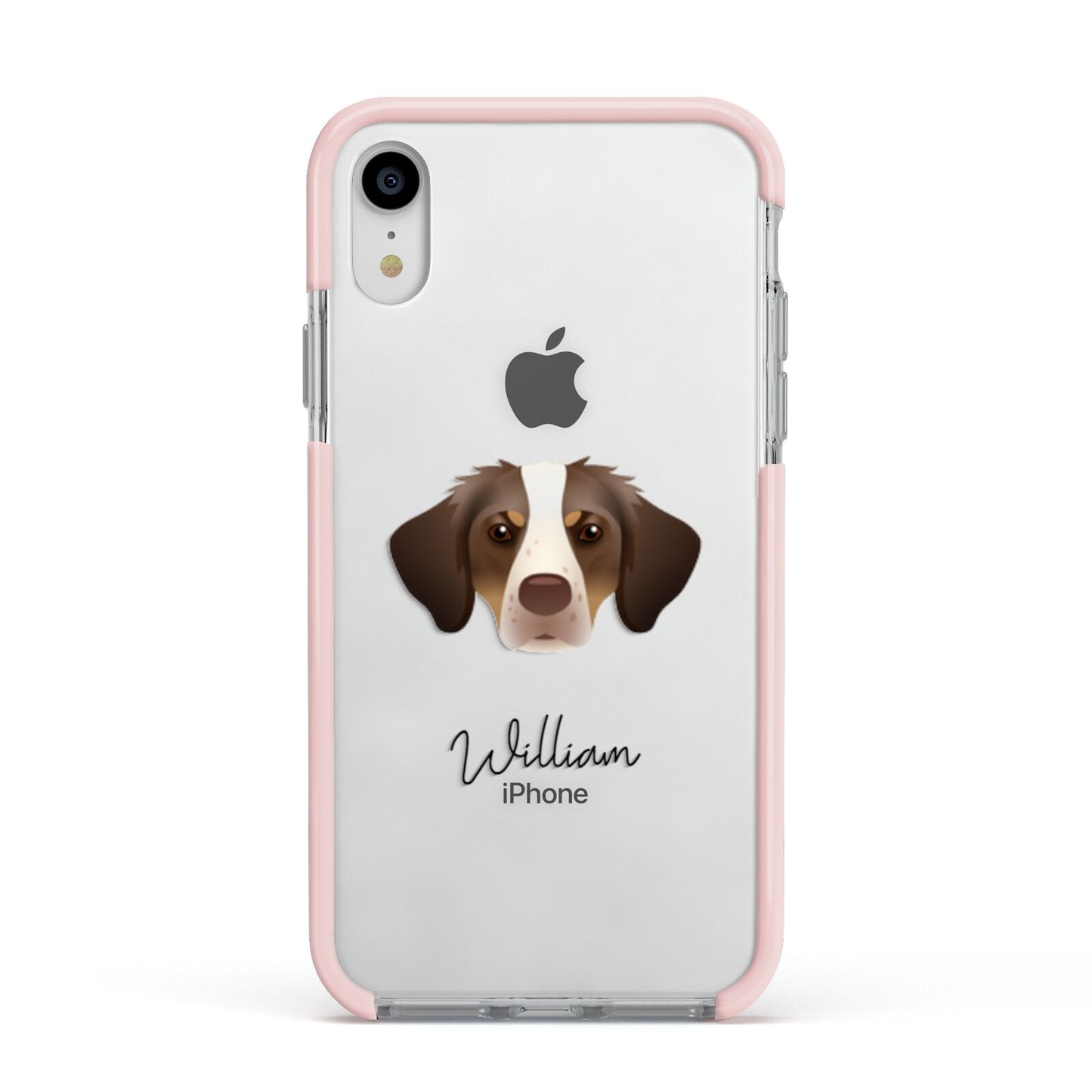 Brittany Personalised Apple iPhone XR Impact Case Pink Edge on Silver Phone