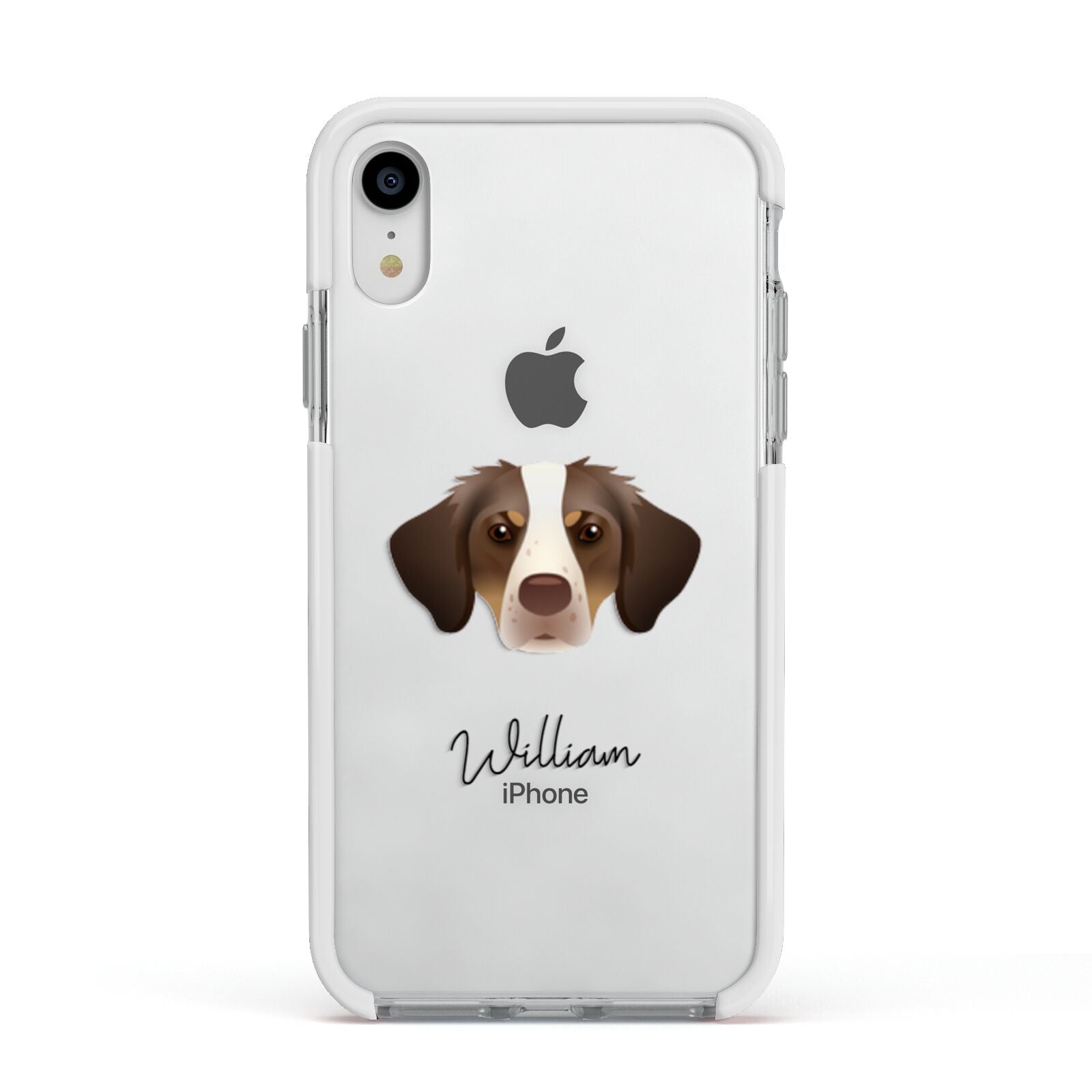 Brittany Personalised Apple iPhone XR Impact Case White Edge on Silver Phone