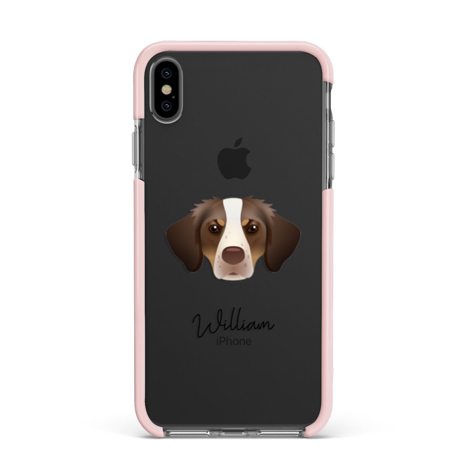 Brittany Personalised Apple iPhone Xs Max Impact Case Pink Edge on Black Phone