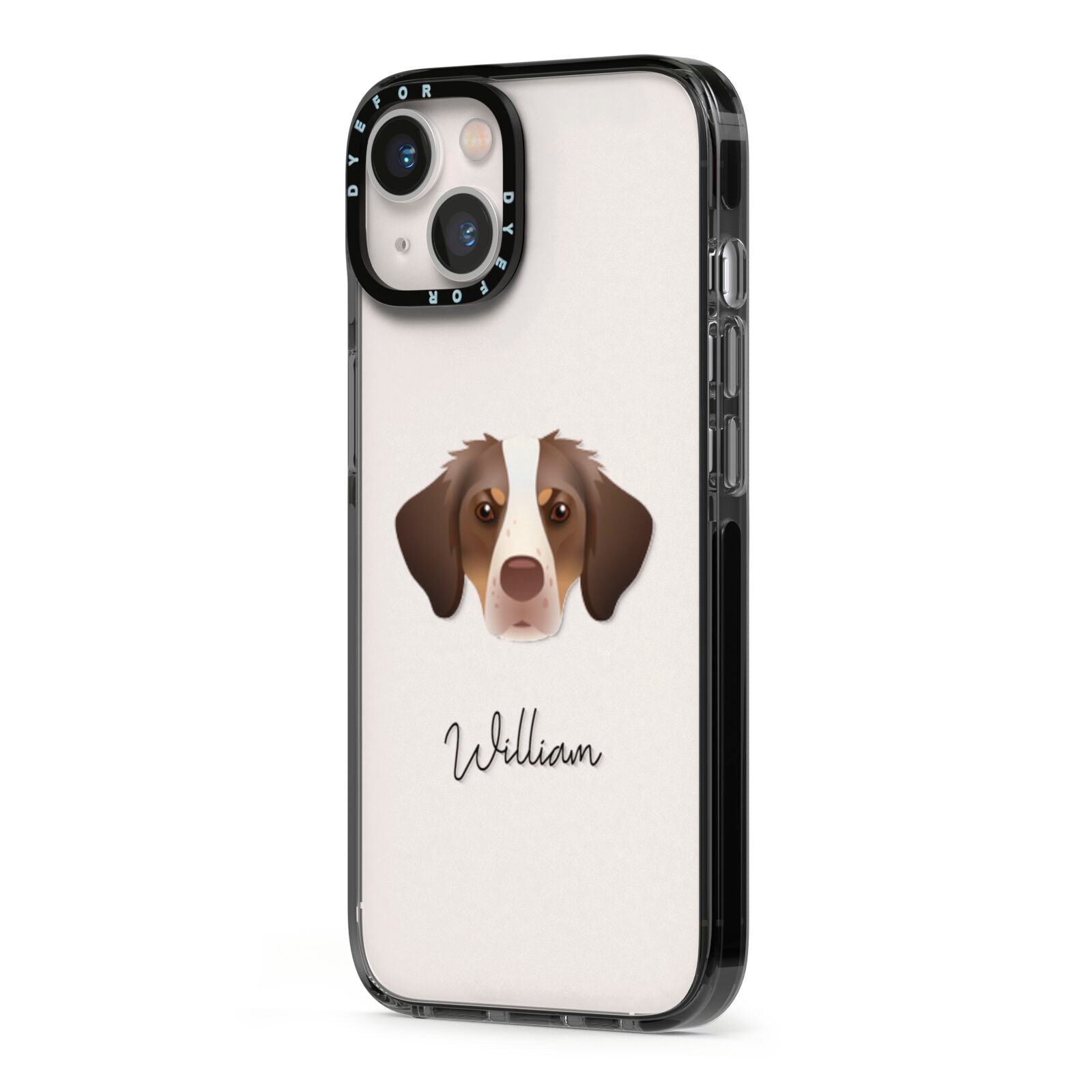 Brittany Personalised iPhone 13 Black Impact Case Side Angle on Silver phone
