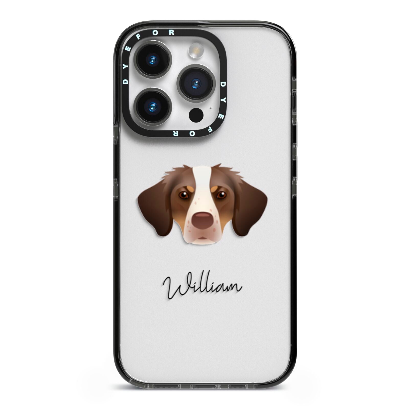 Brittany Personalised iPhone 14 Pro Black Impact Case on Silver phone