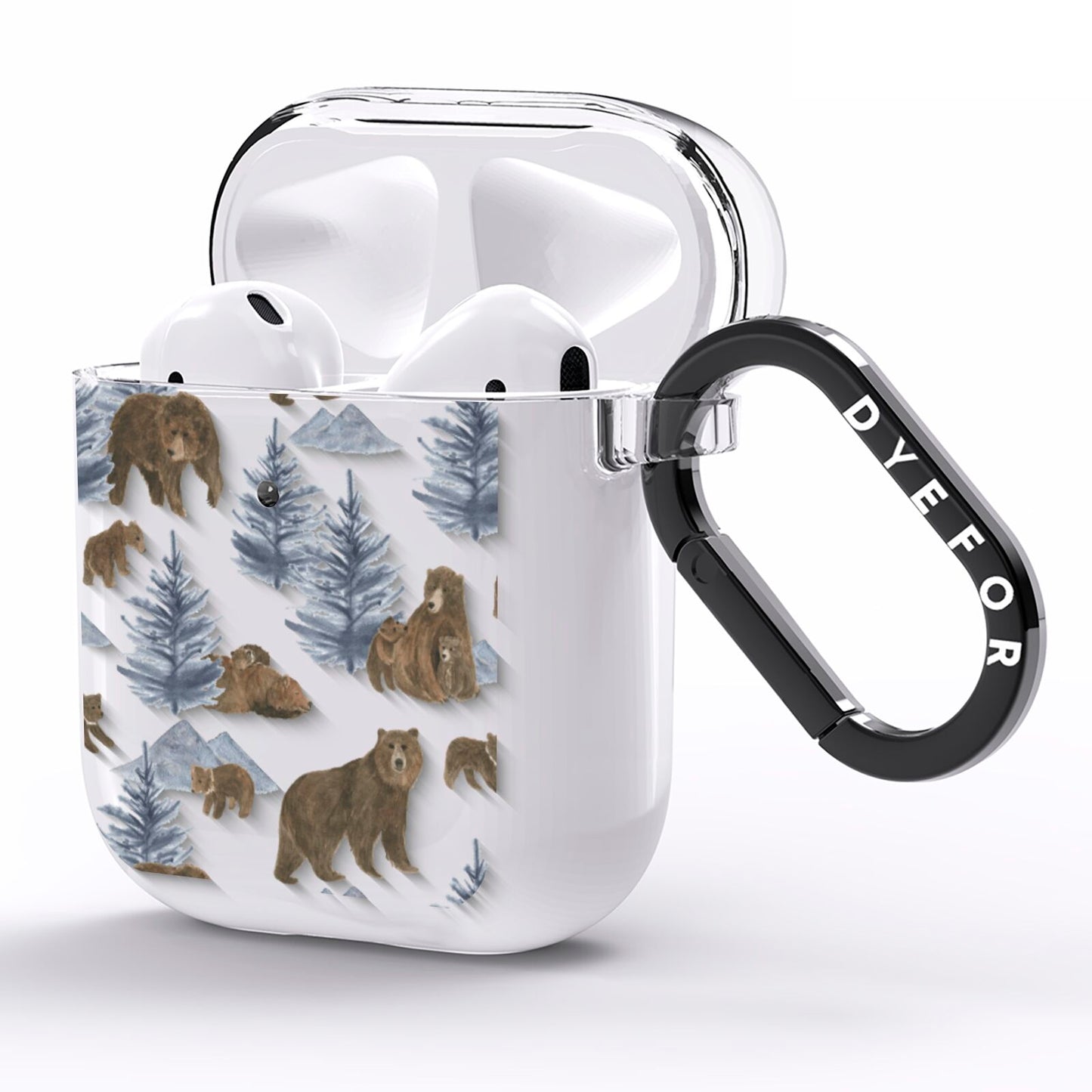 Brown Bear AirPods Clear Case Side Image