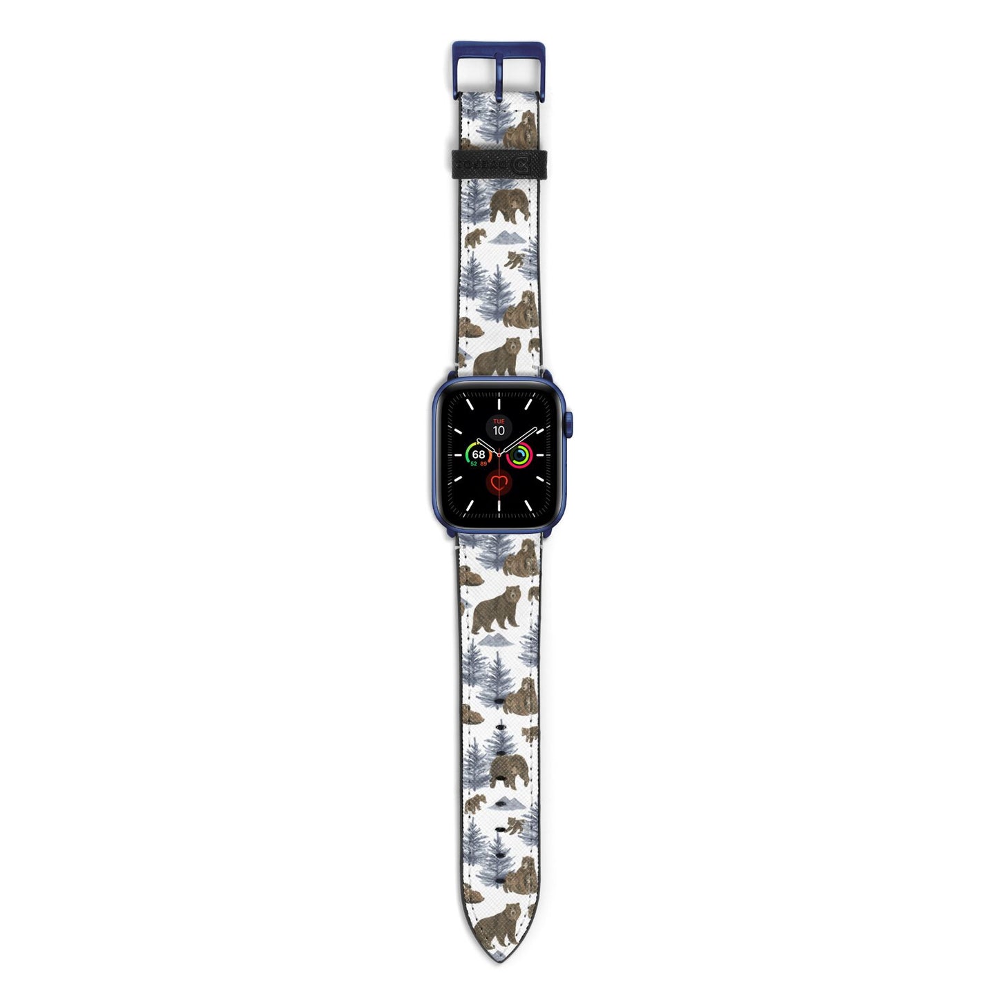 Brown Bear Apple Watch Strap with Blue Hardware