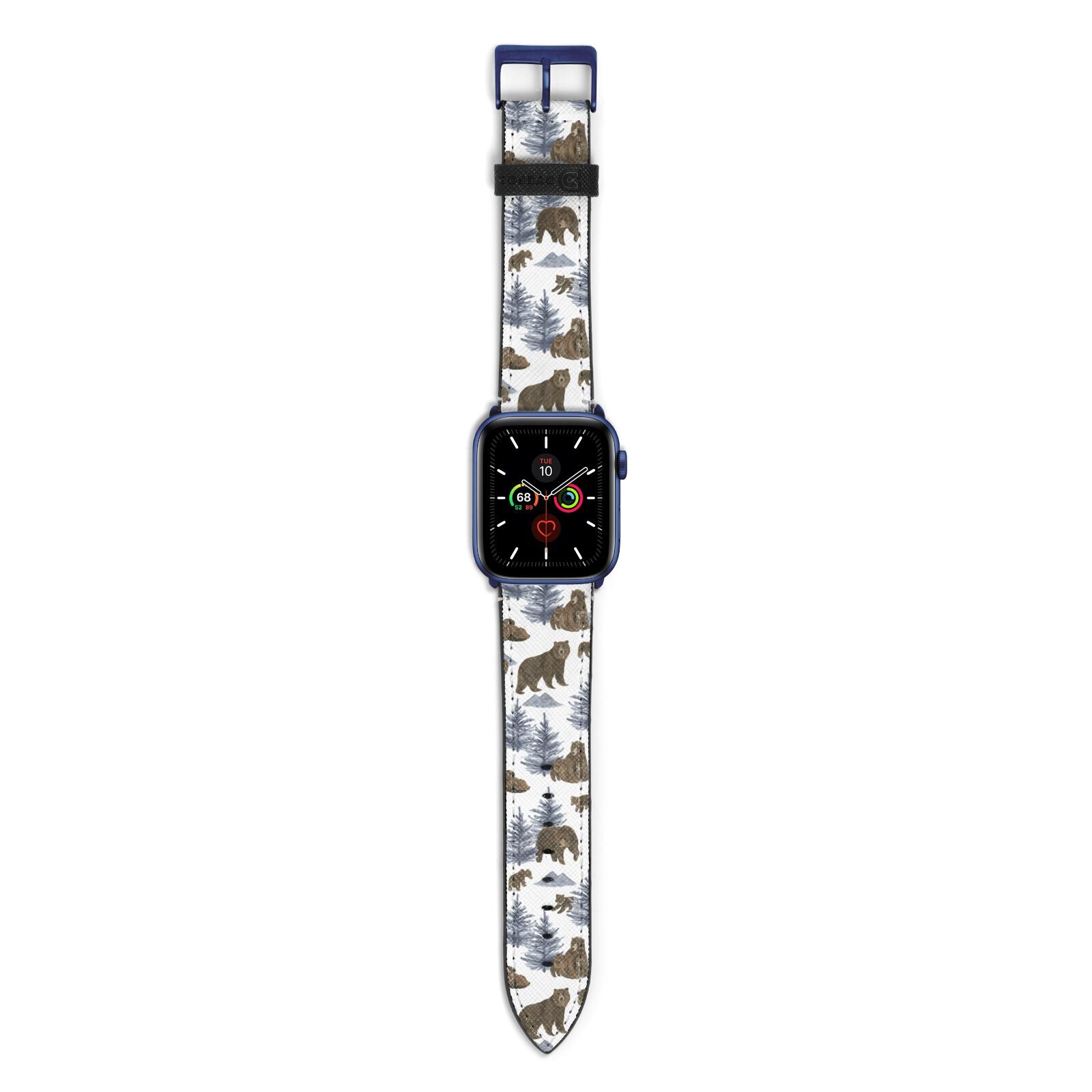 Brown Bear Apple Watch Strap with Blue Hardware