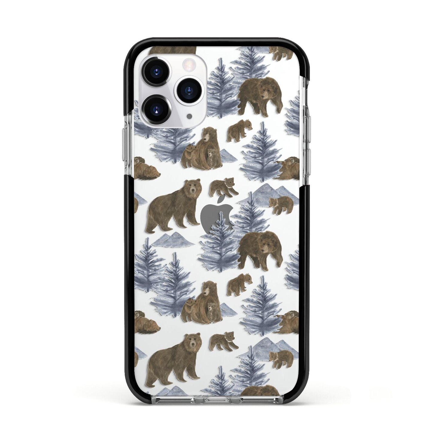 Brown Bear Apple iPhone 11 Pro in Silver with Black Impact Case