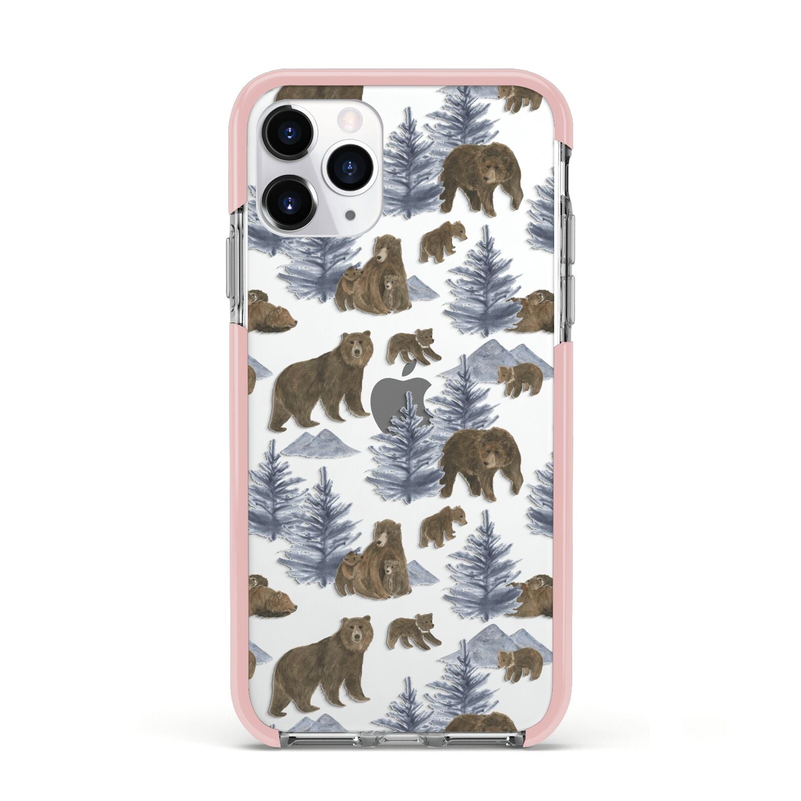 Brown Bear Apple iPhone 11 Pro in Silver with Pink Impact Case