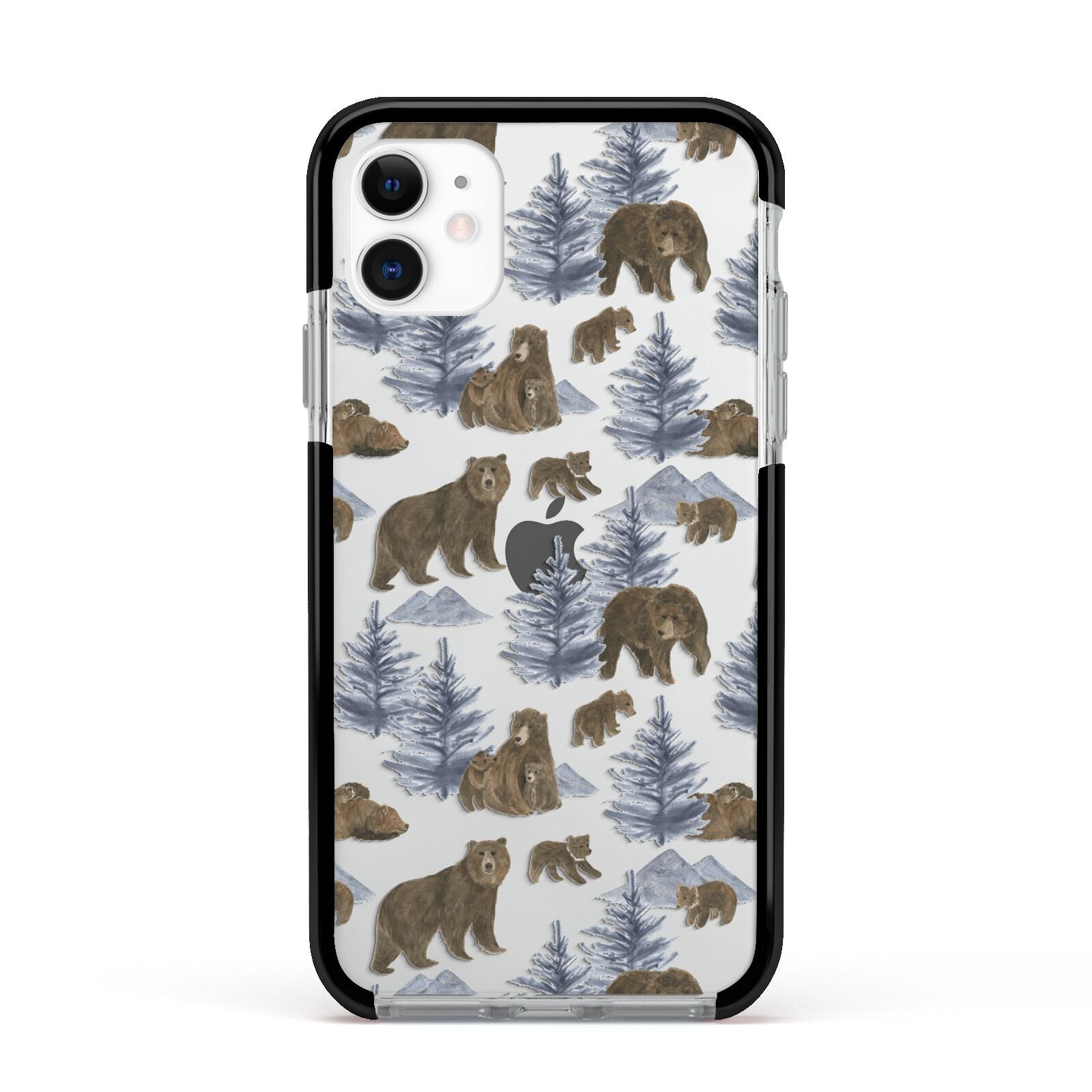Brown Bear Apple iPhone 11 in White with Black Impact Case