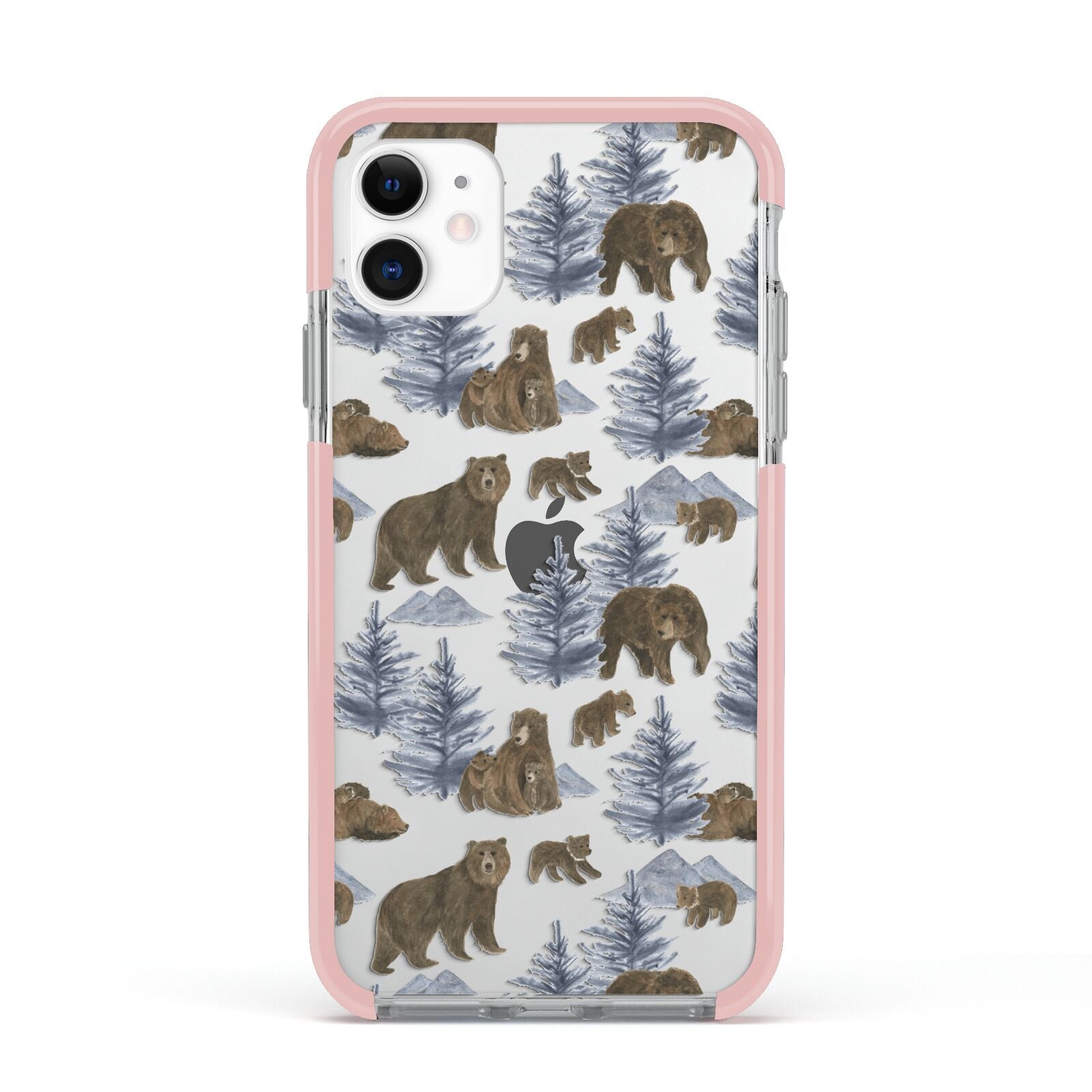 Brown Bear Apple iPhone 11 in White with Pink Impact Case