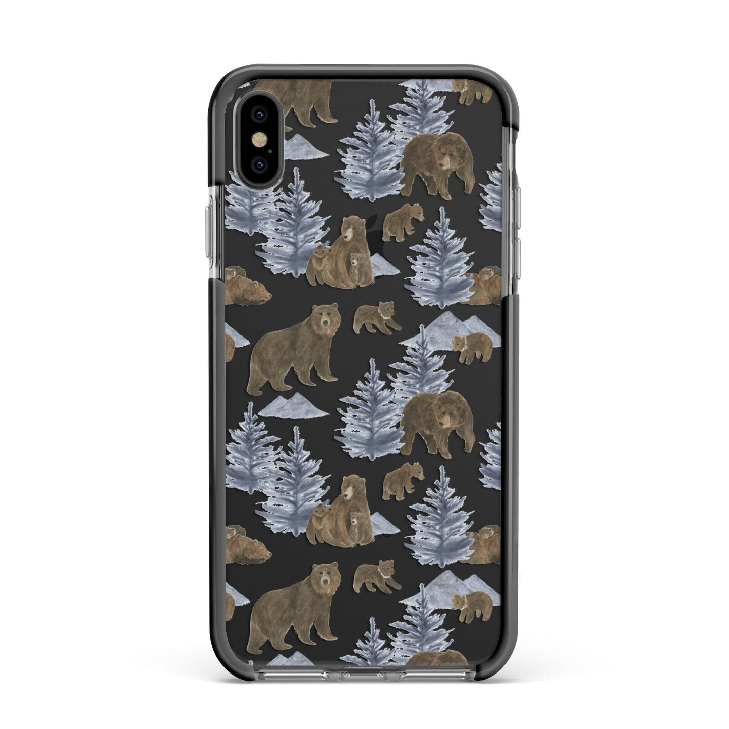 Brown Bear Apple iPhone Xs Max Impact Case Black Edge on Black Phone