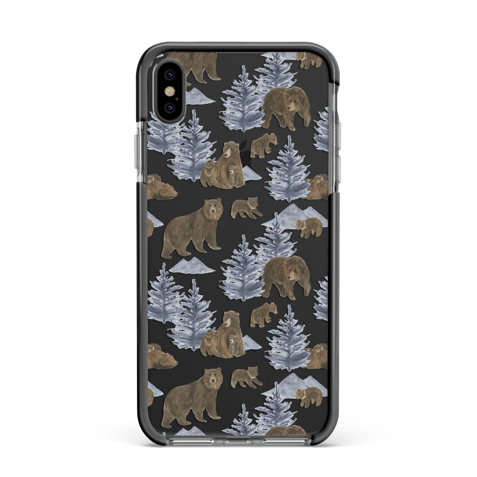 Brown Bear Apple iPhone Xs Max Impact Case Black Edge on Black Phone
