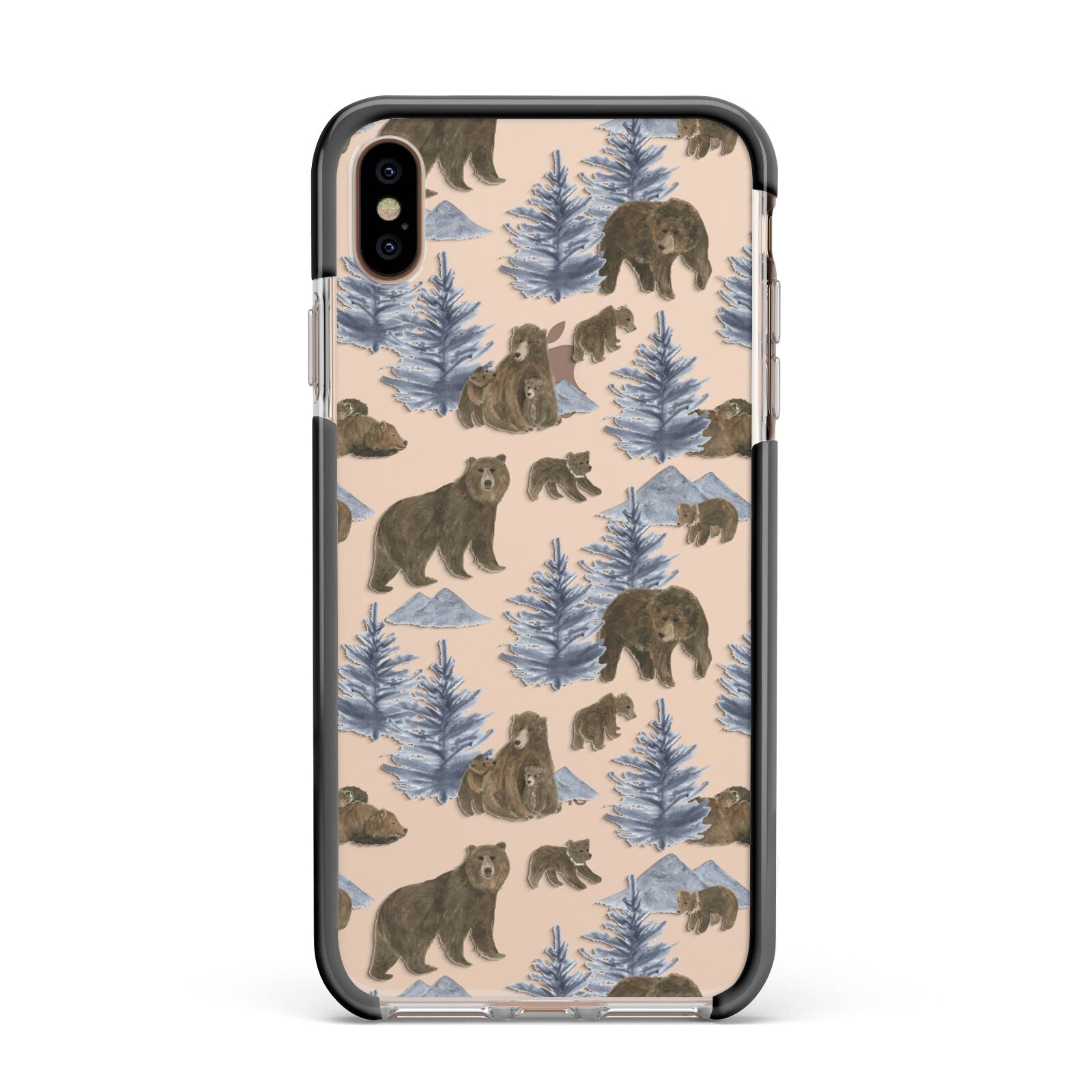 Brown Bear Apple iPhone Xs Max Impact Case Black Edge on Gold Phone