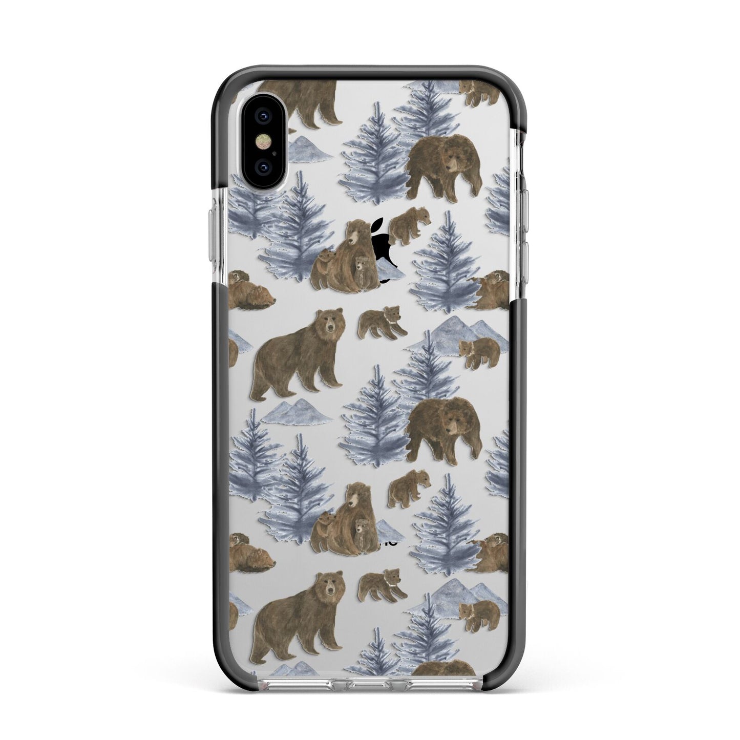 Brown Bear Apple iPhone Xs Max Impact Case Black Edge on Silver Phone