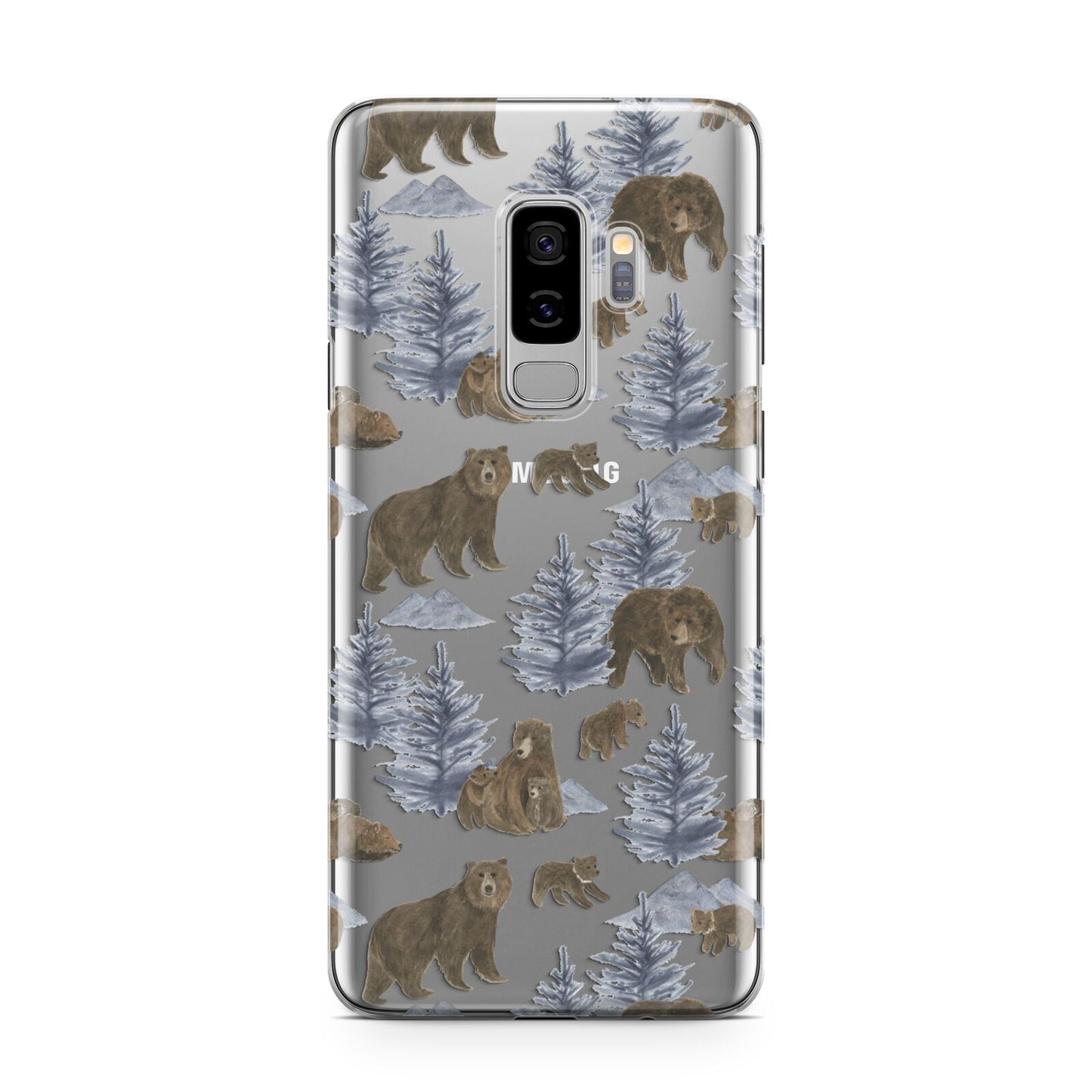Brown Bear Samsung Galaxy S9 Plus Case on Silver phone