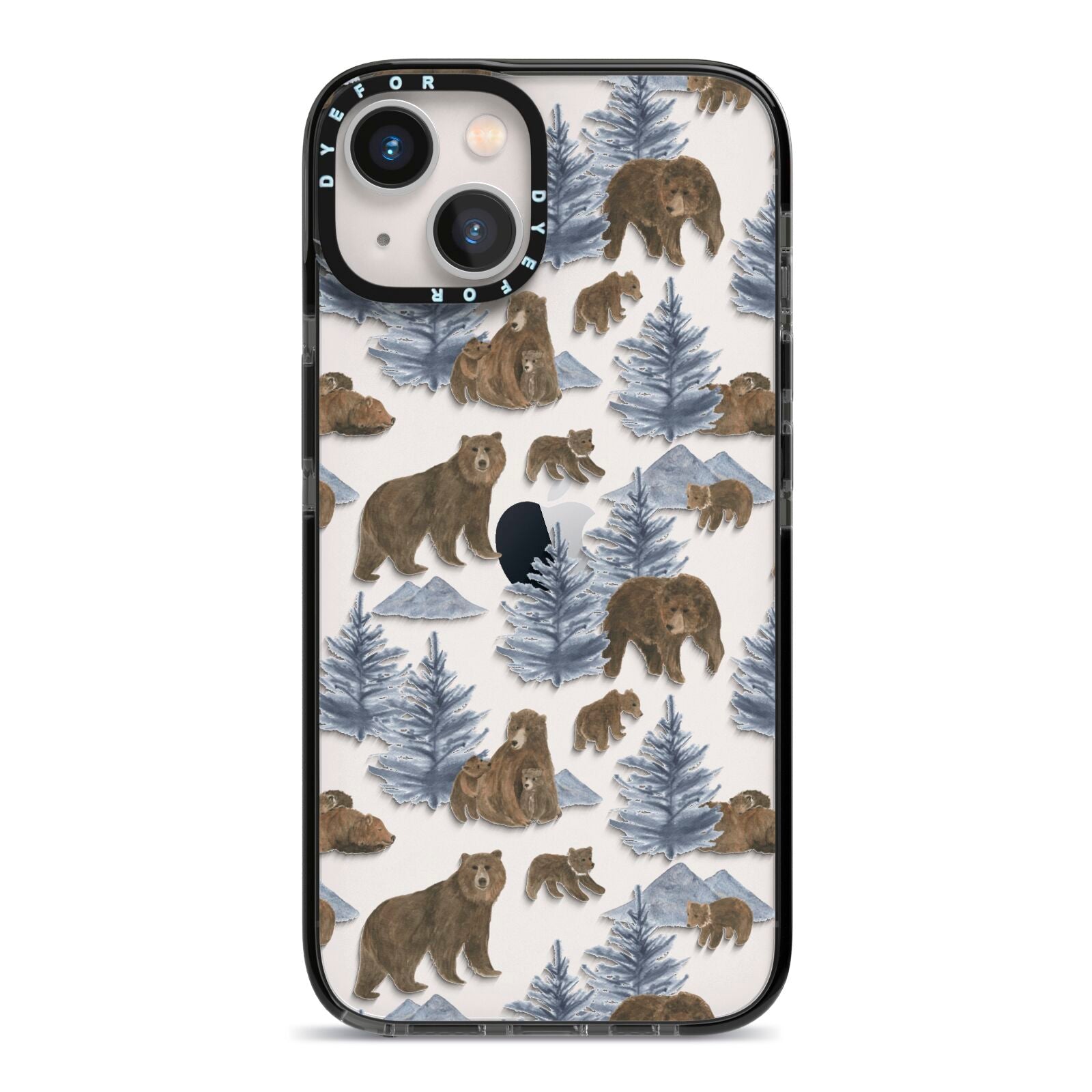 Brown Bear iPhone 13 Black Impact Case on Silver phone