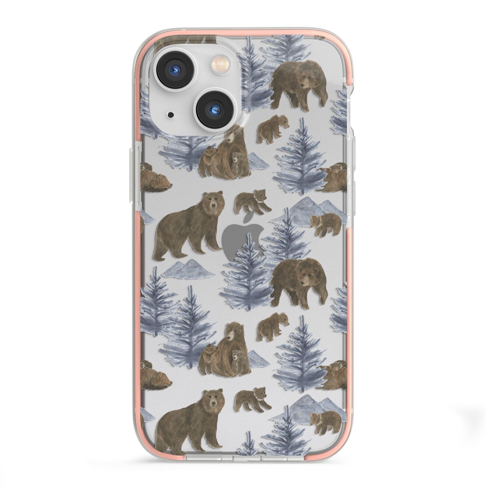 Brown Bear iPhone 13 Mini TPU Impact Case with Pink Edges
