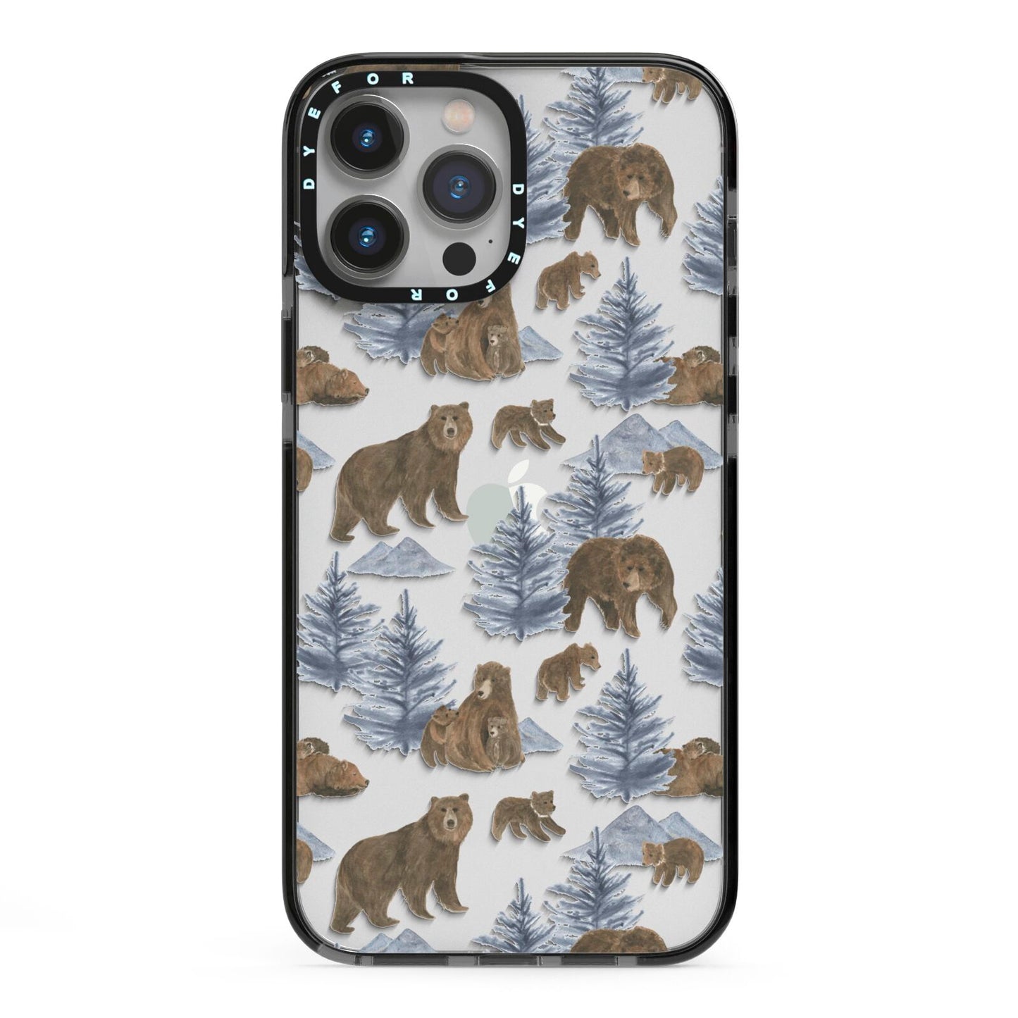 Brown Bear iPhone 13 Pro Max Black Impact Case on Silver phone