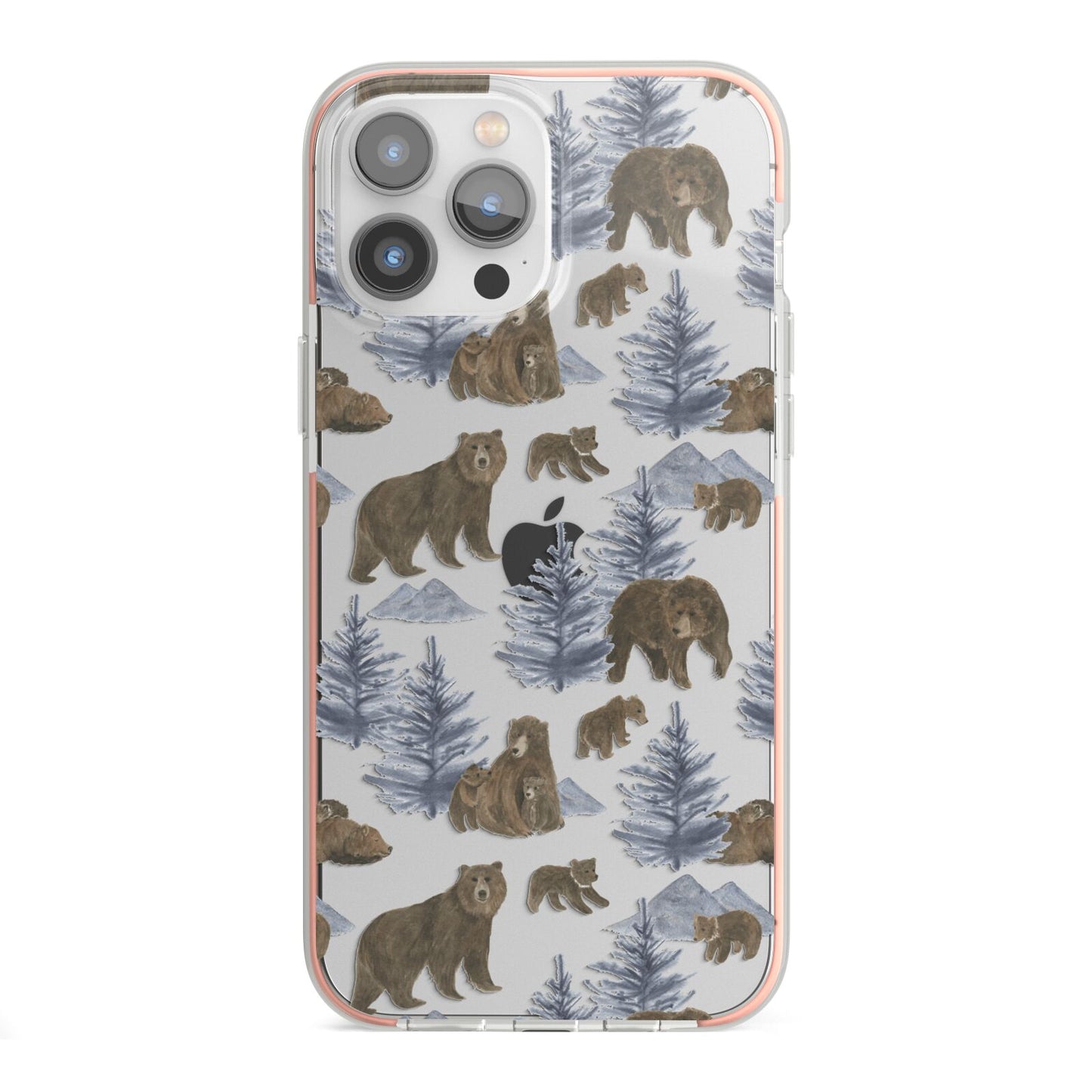 Brown Bear iPhone 13 Pro Max TPU Impact Case with Pink Edges