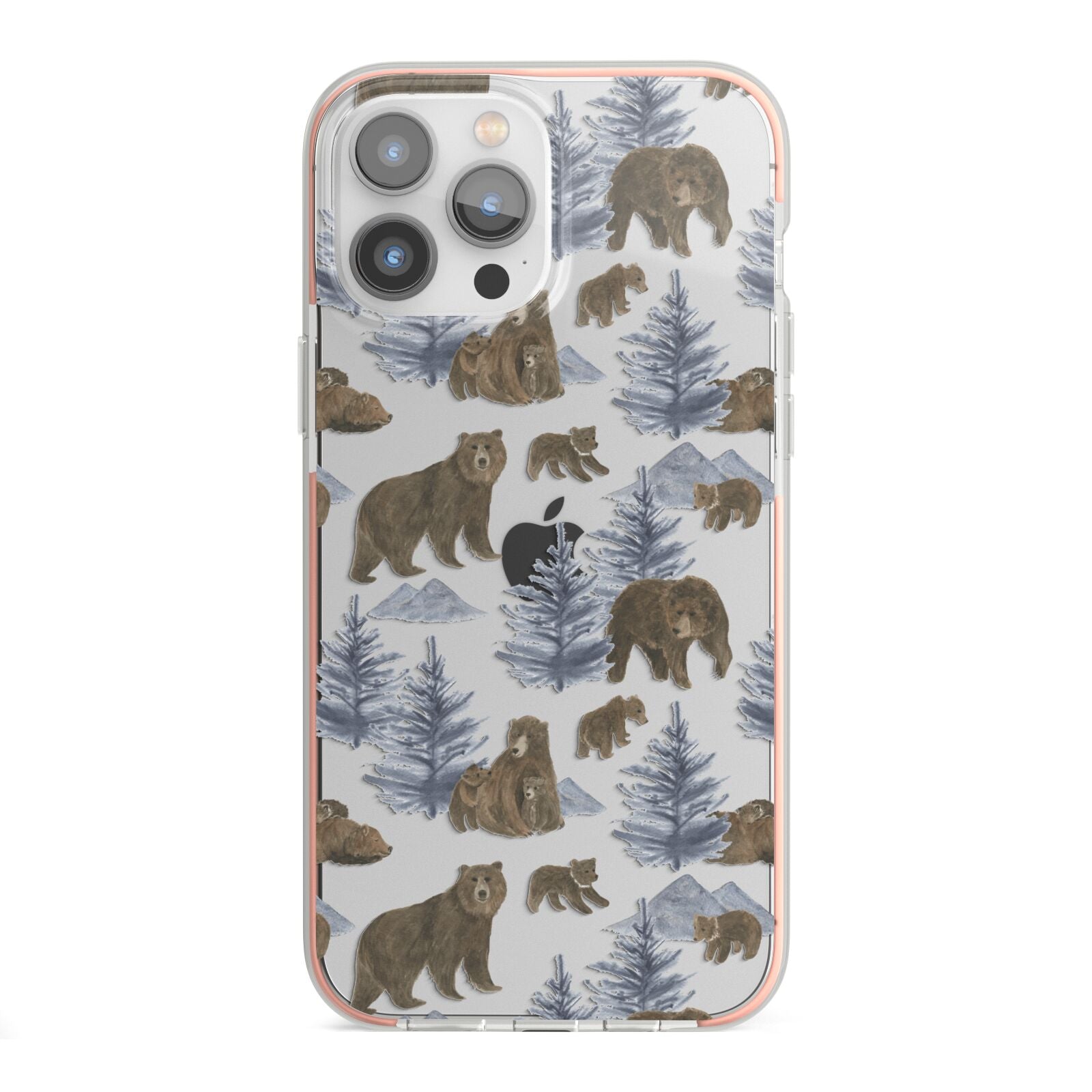 Brown Bear iPhone 13 Pro Max TPU Impact Case with Pink Edges