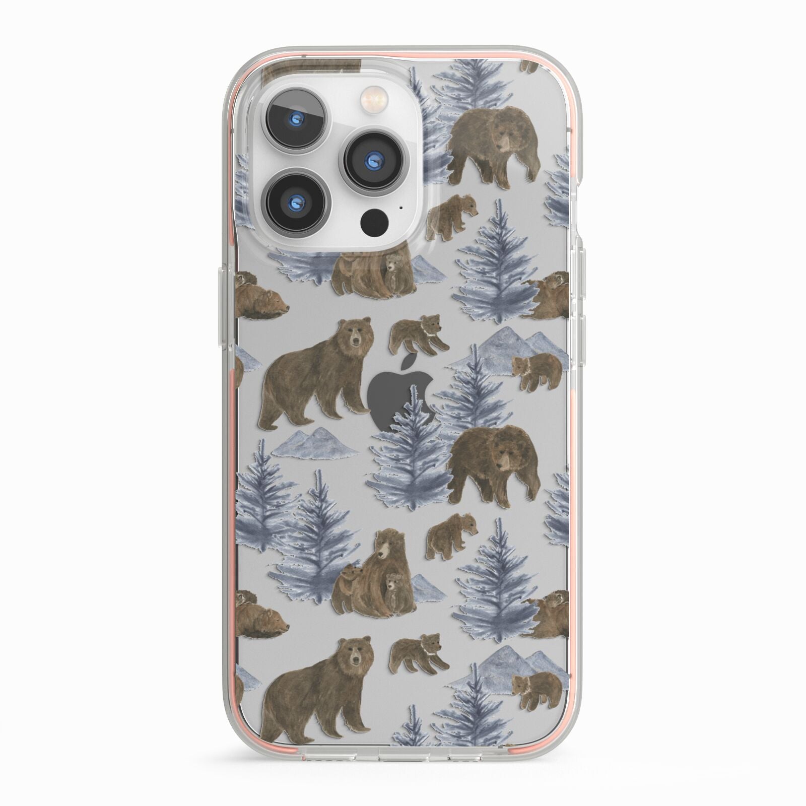 Brown Bear iPhone 13 Pro TPU Impact Case with Pink Edges
