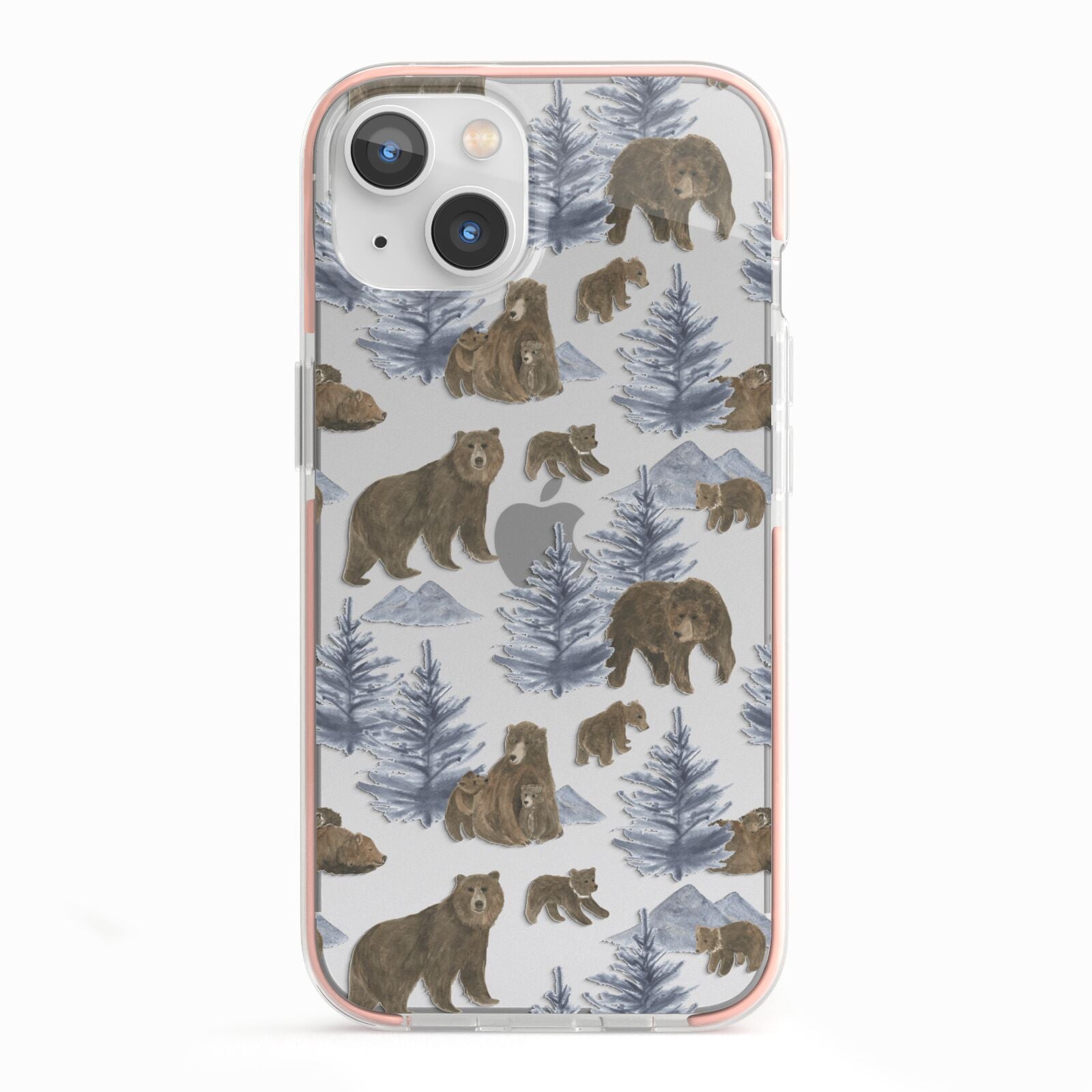 Brown Bear iPhone 13 TPU Impact Case with Pink Edges