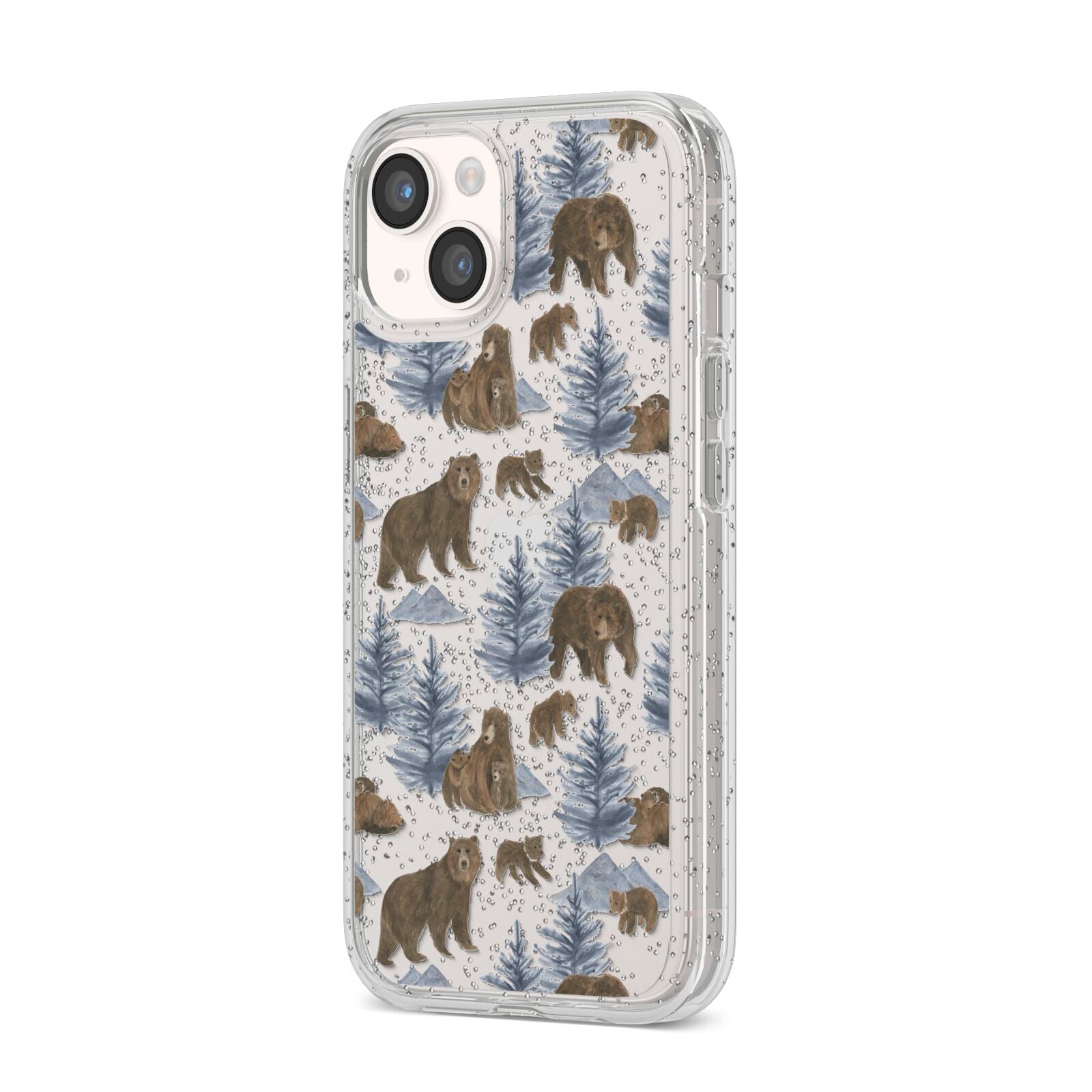 Brown Bear iPhone 14 Glitter Tough Case Starlight Angled Image