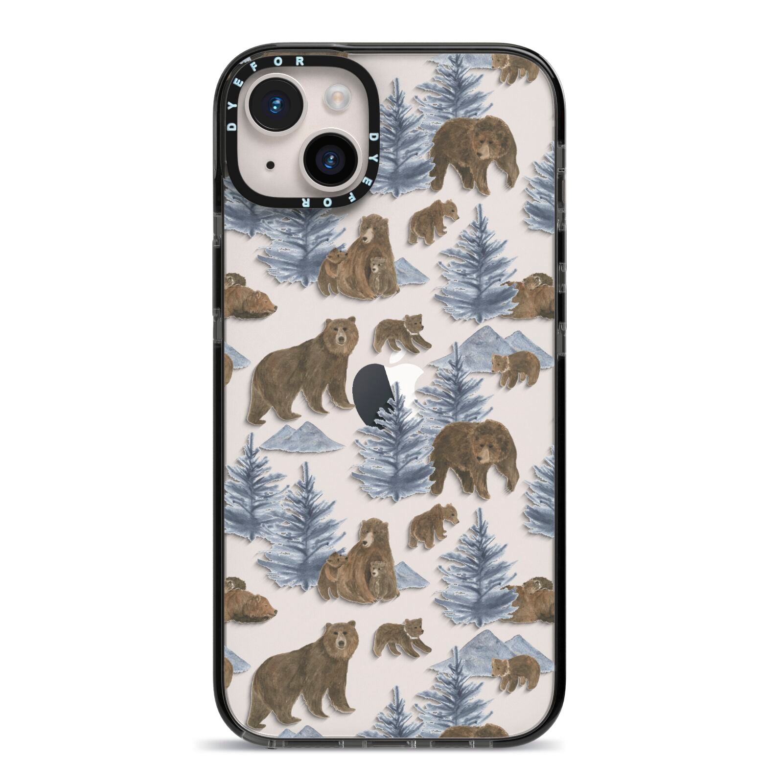 Brown Bear iPhone 14 Plus Black Impact Case on Silver phone