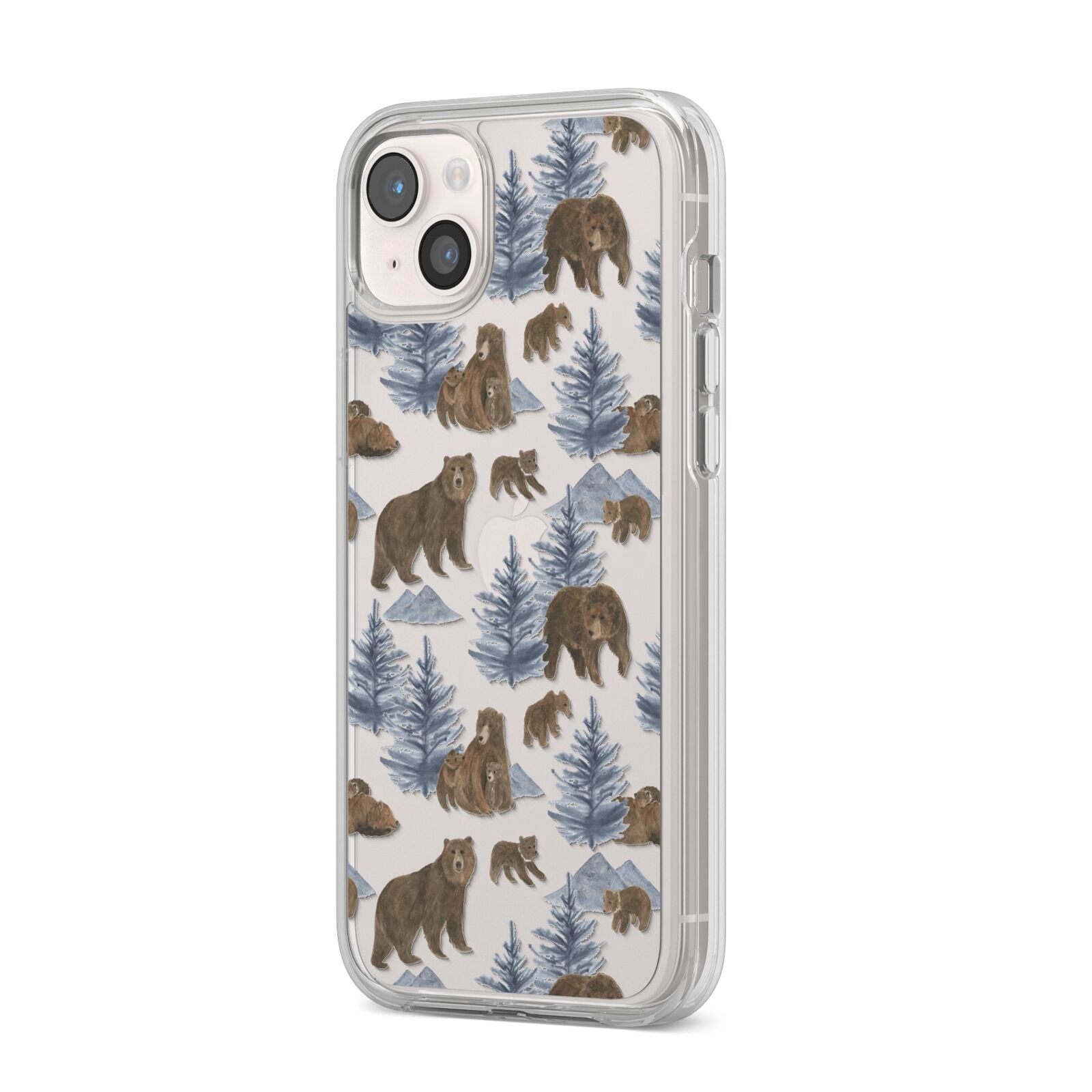 Brown Bear iPhone 14 Plus Clear Tough Case Starlight Angled Image