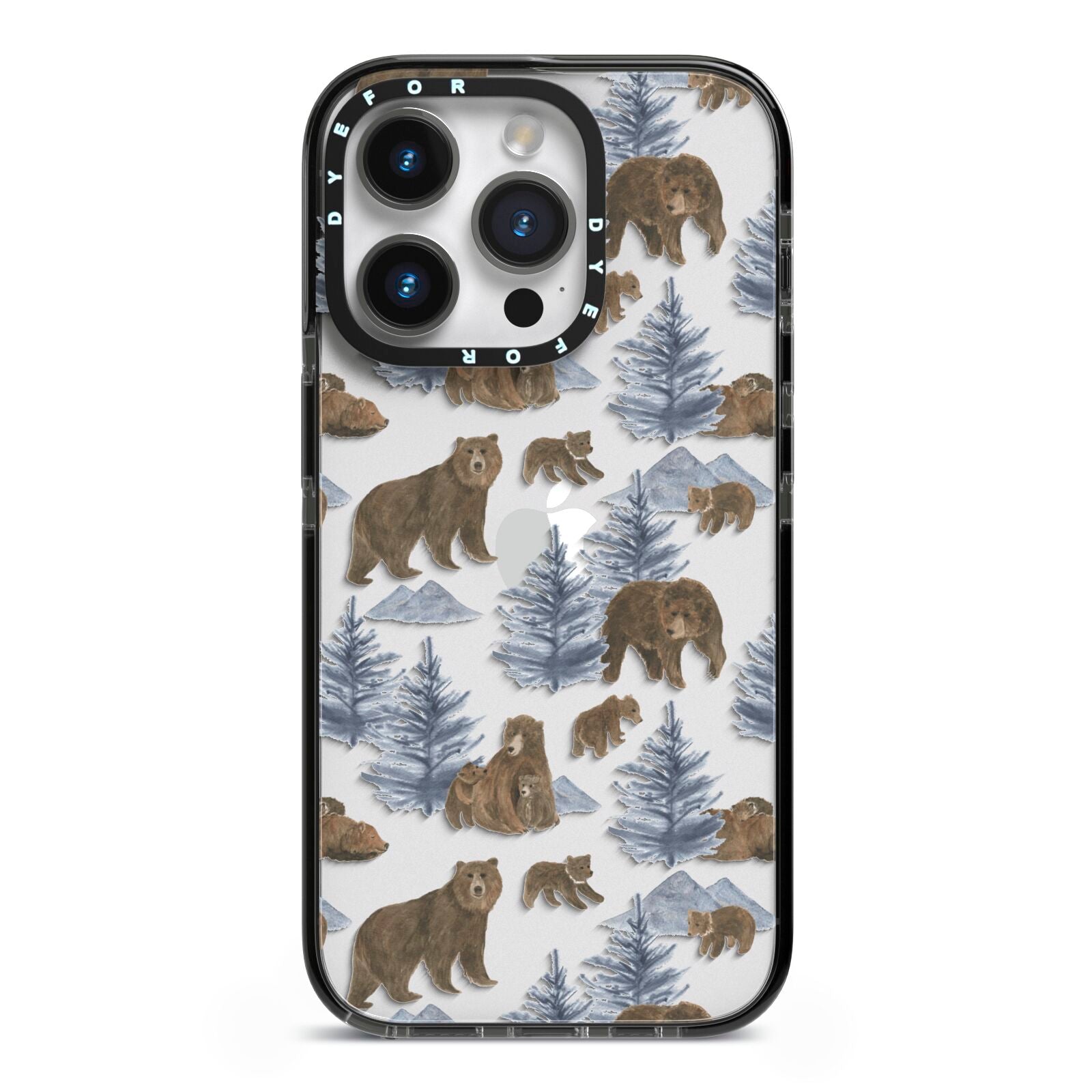 Brown Bear iPhone 14 Pro Black Impact Case on Silver phone