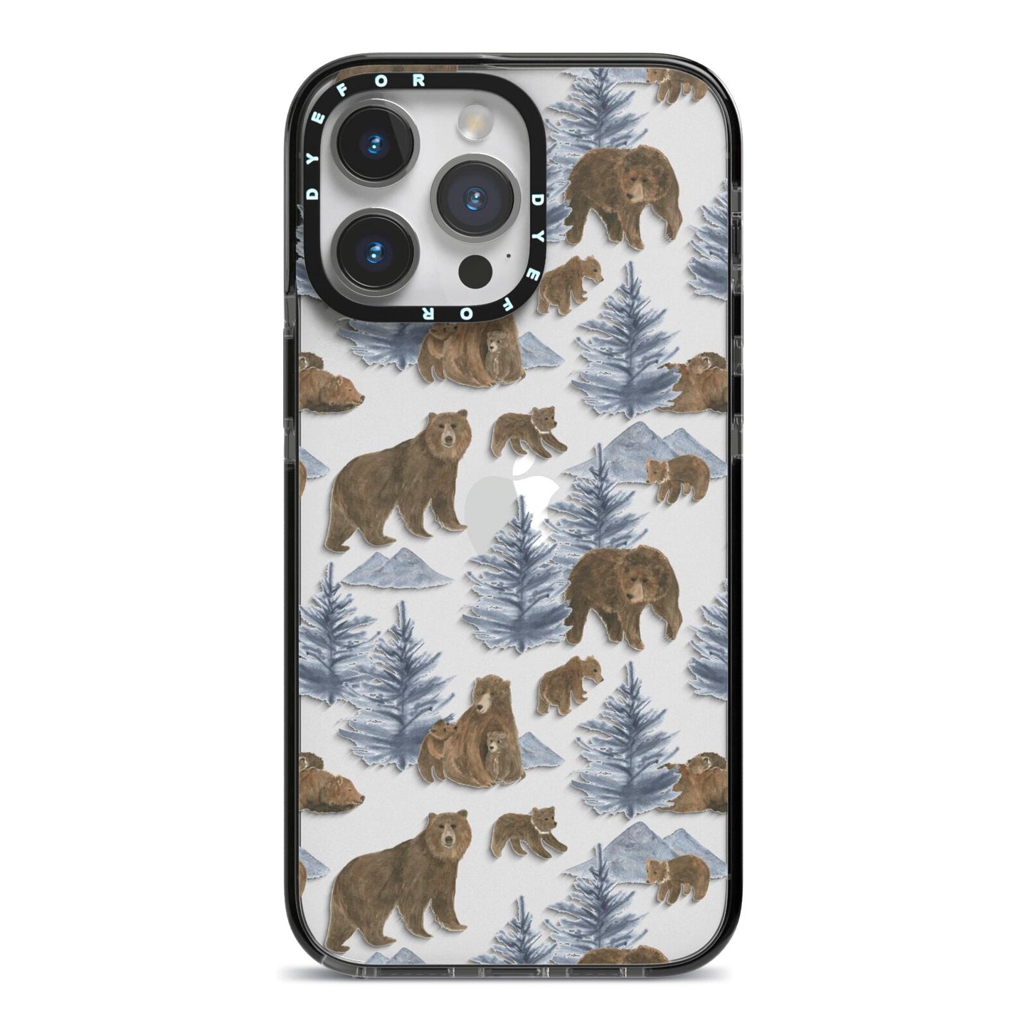 Brown Bear iPhone 14 Pro Max Black Impact Case on Silver phone