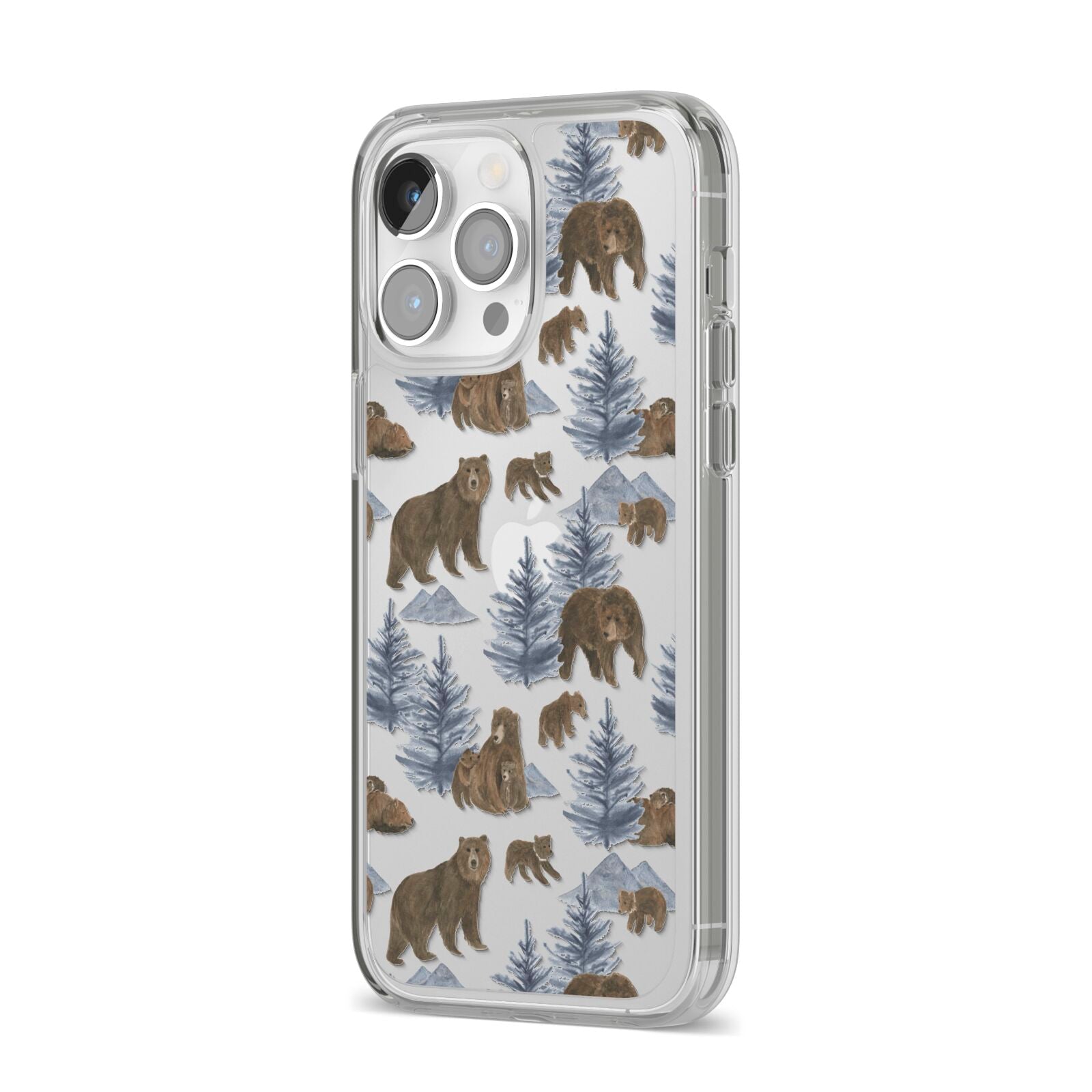 Brown Bear iPhone 14 Pro Max Clear Tough Case Silver Angled Image