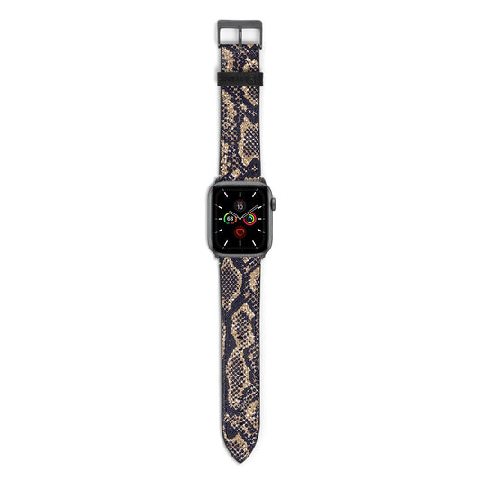 Brown Snakeskin Apple Watch Strap with Space Grey Hardware