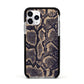 Brown Snakeskin Apple iPhone 11 Pro in Silver with Black Impact Case