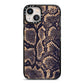 Brown Snakeskin iPhone 13 Black Impact Case on Silver phone