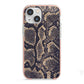 Brown Snakeskin iPhone 13 Mini TPU Impact Case with Pink Edges