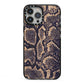 Brown Snakeskin iPhone 13 Pro Max Black Impact Case on Silver phone