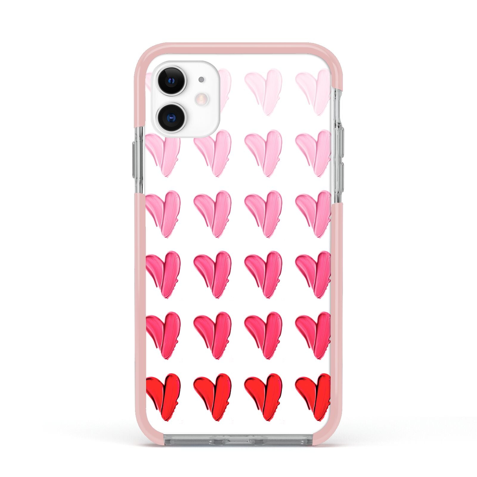 Brushstroke Heart Apple iPhone 11 in White with Pink Impact Case