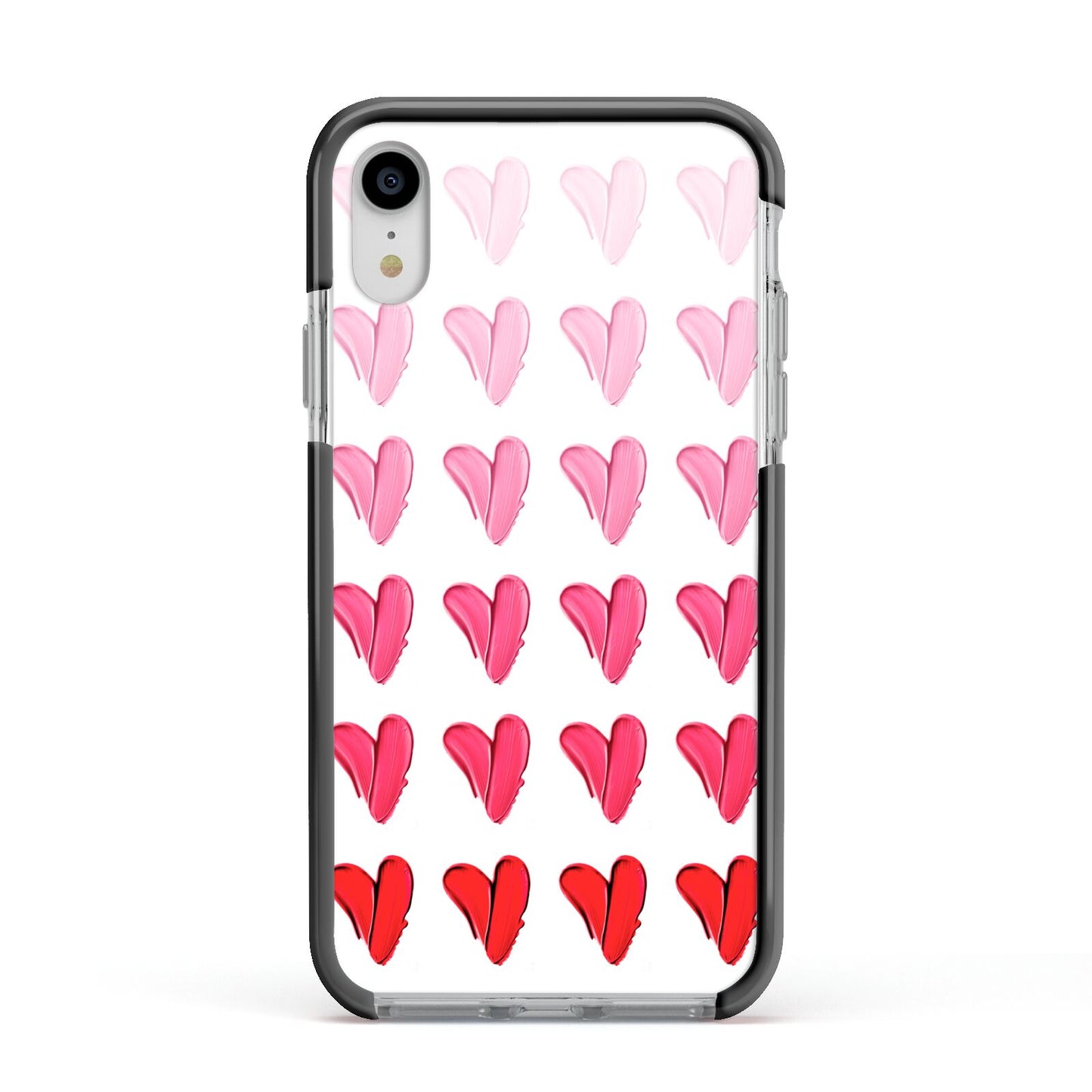 Brushstroke Heart Apple iPhone XR Impact Case Black Edge on Silver Phone