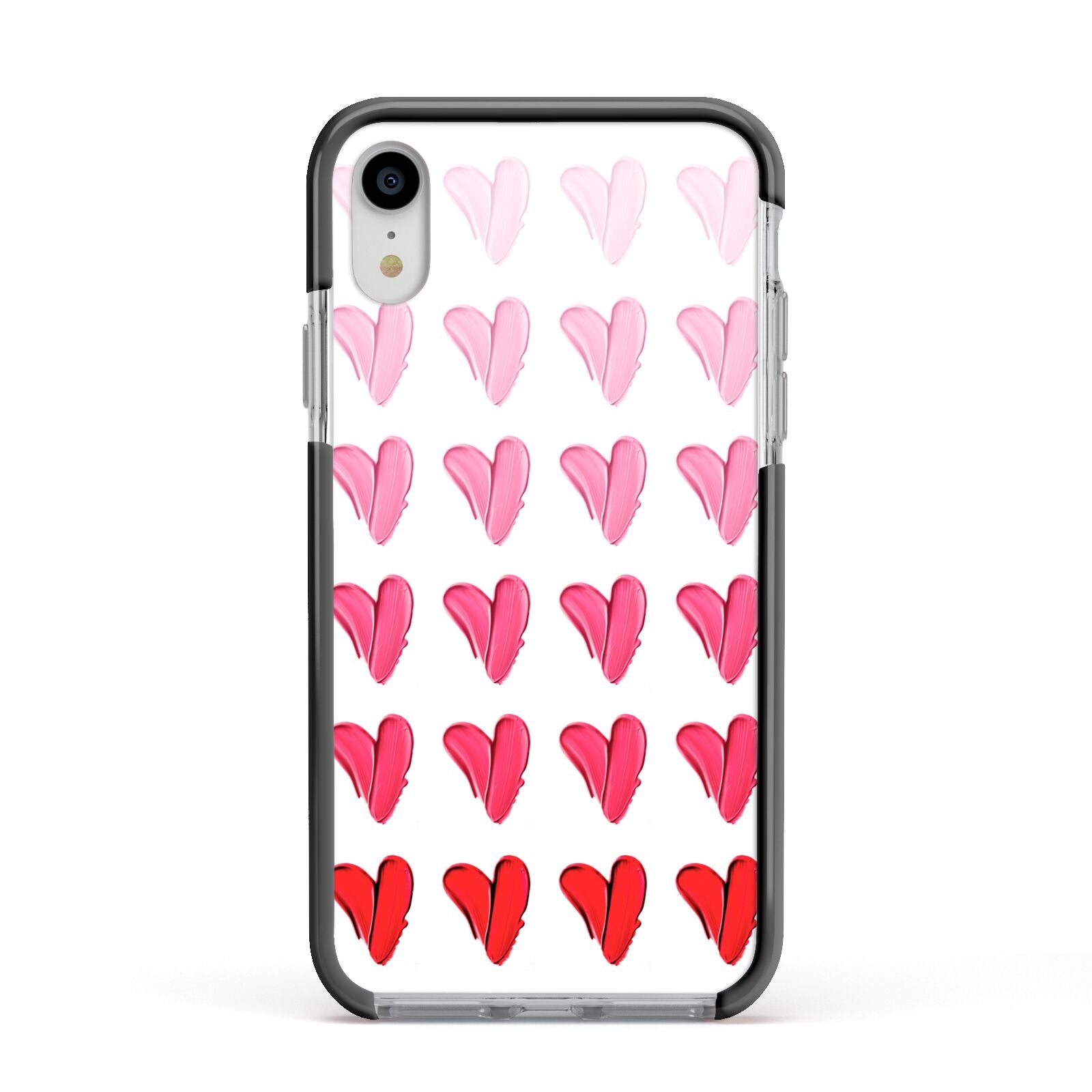 Brushstroke Heart Apple iPhone XR Impact Case Black Edge on Silver Phone